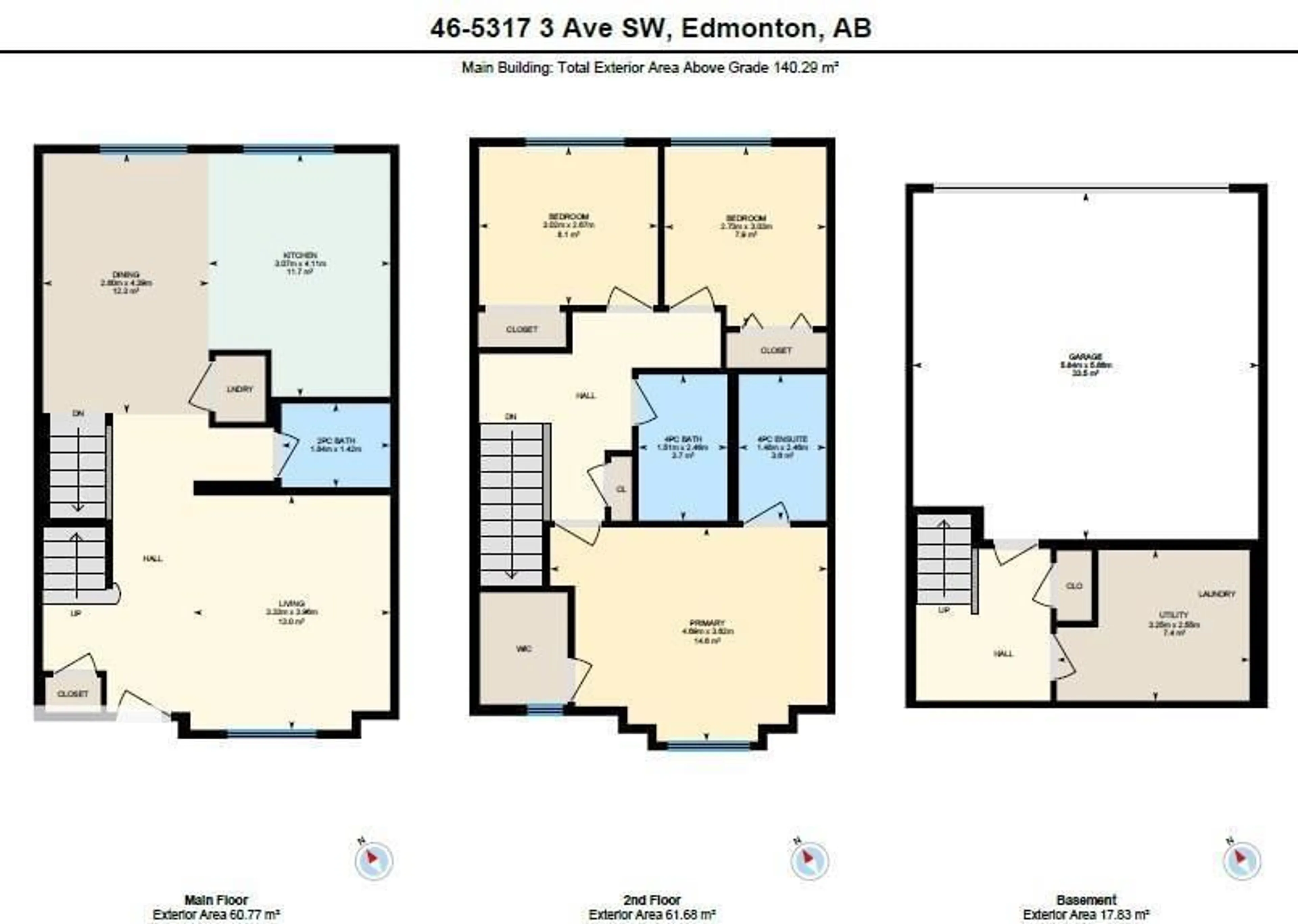 Floor plan for #46 - 5317 3 AV SW, Edmonton Alberta T6X0W7