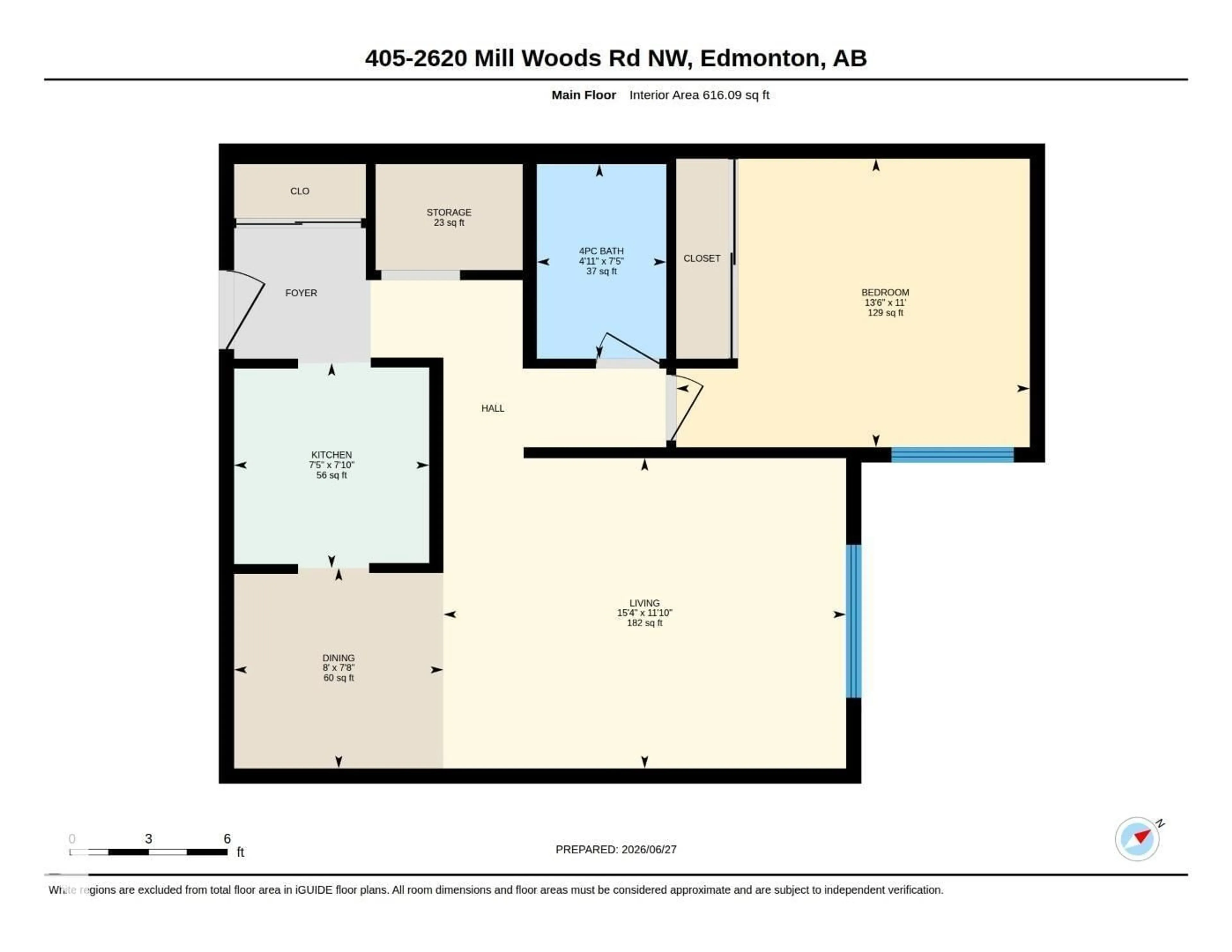Floor plan for #405 - 2620 MILL WOODS RD E, Edmonton Alberta T6L5X6