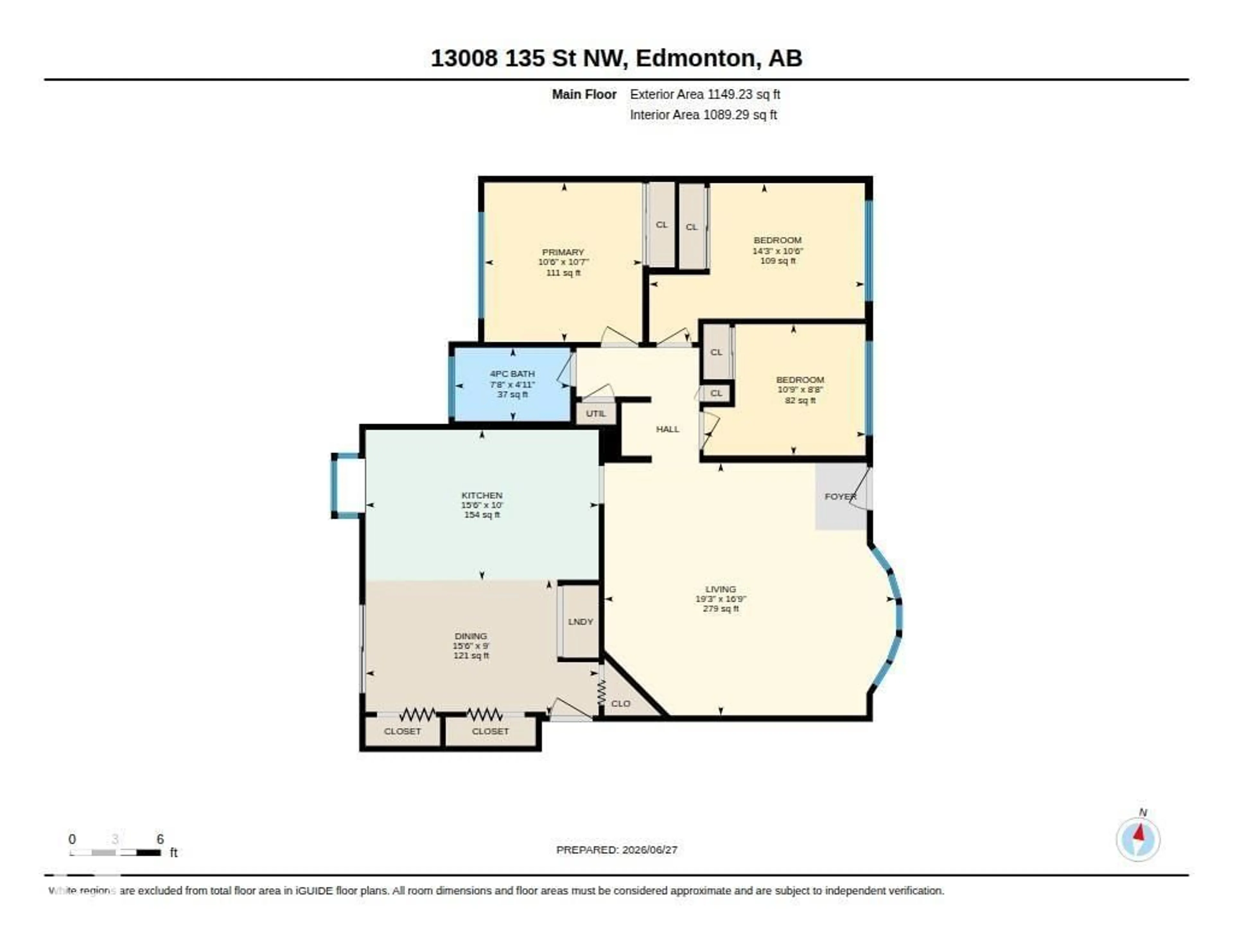 Floor plan for 13008 135 ST, Edmonton Alberta T5L1Y5