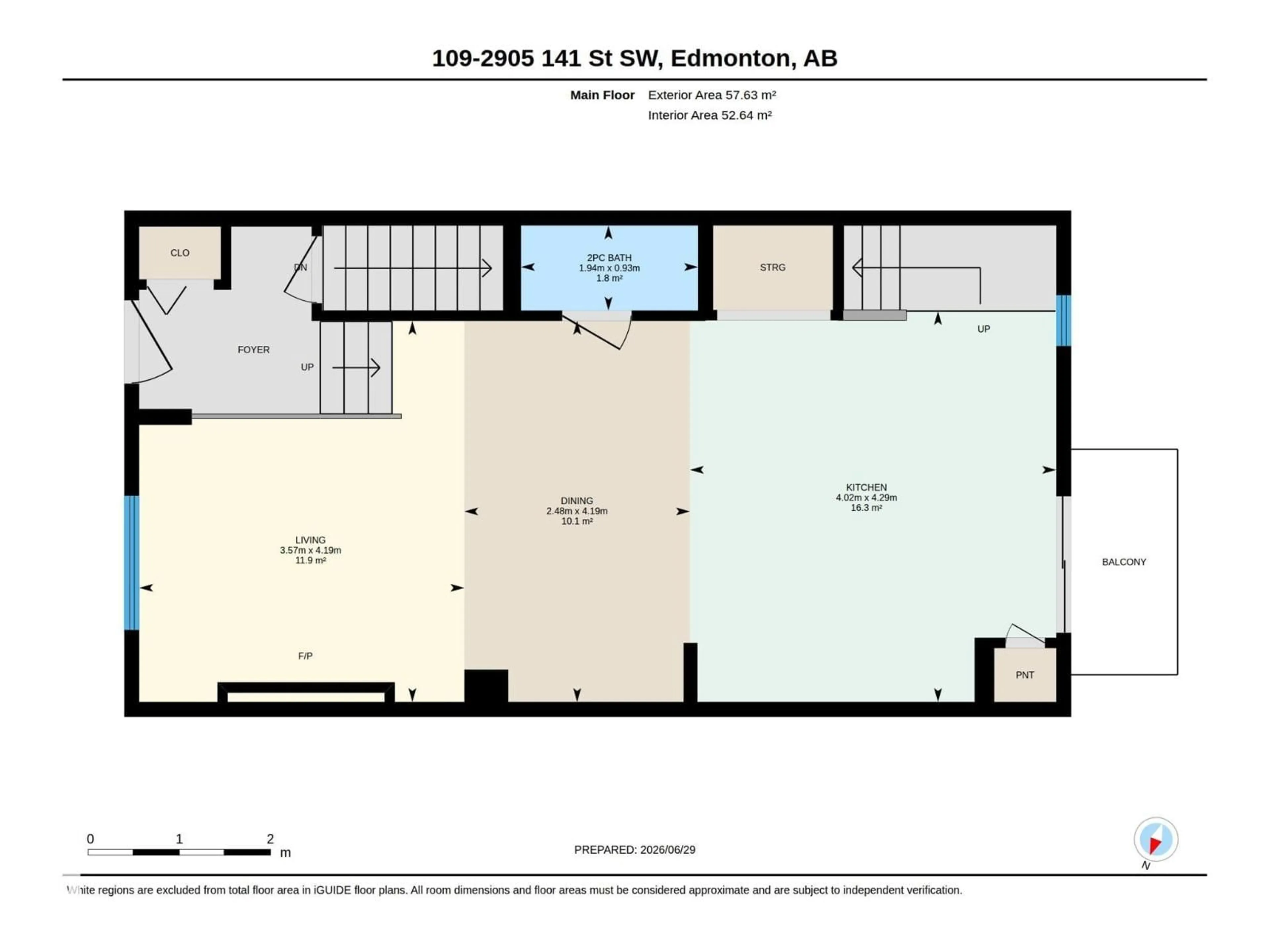 Floor plan for #109 - 2905 141 ST, Edmonton Alberta T6W3M4