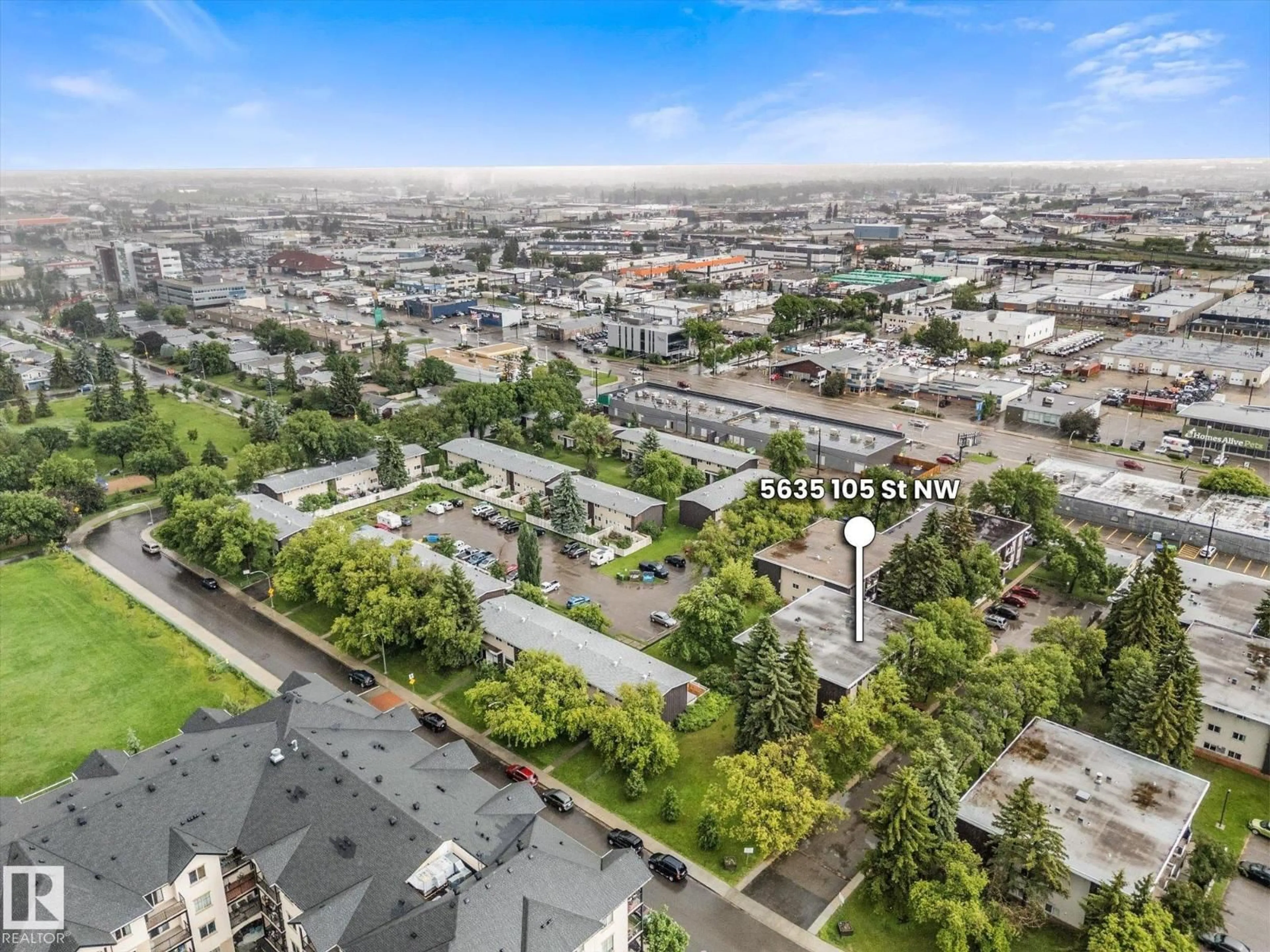 A pic from outside/outdoor area/front of a property/back of a property/a pic from drone, city buildings view from balcony for #9 - 5635 105 ST, Edmonton Alberta T6H2N2