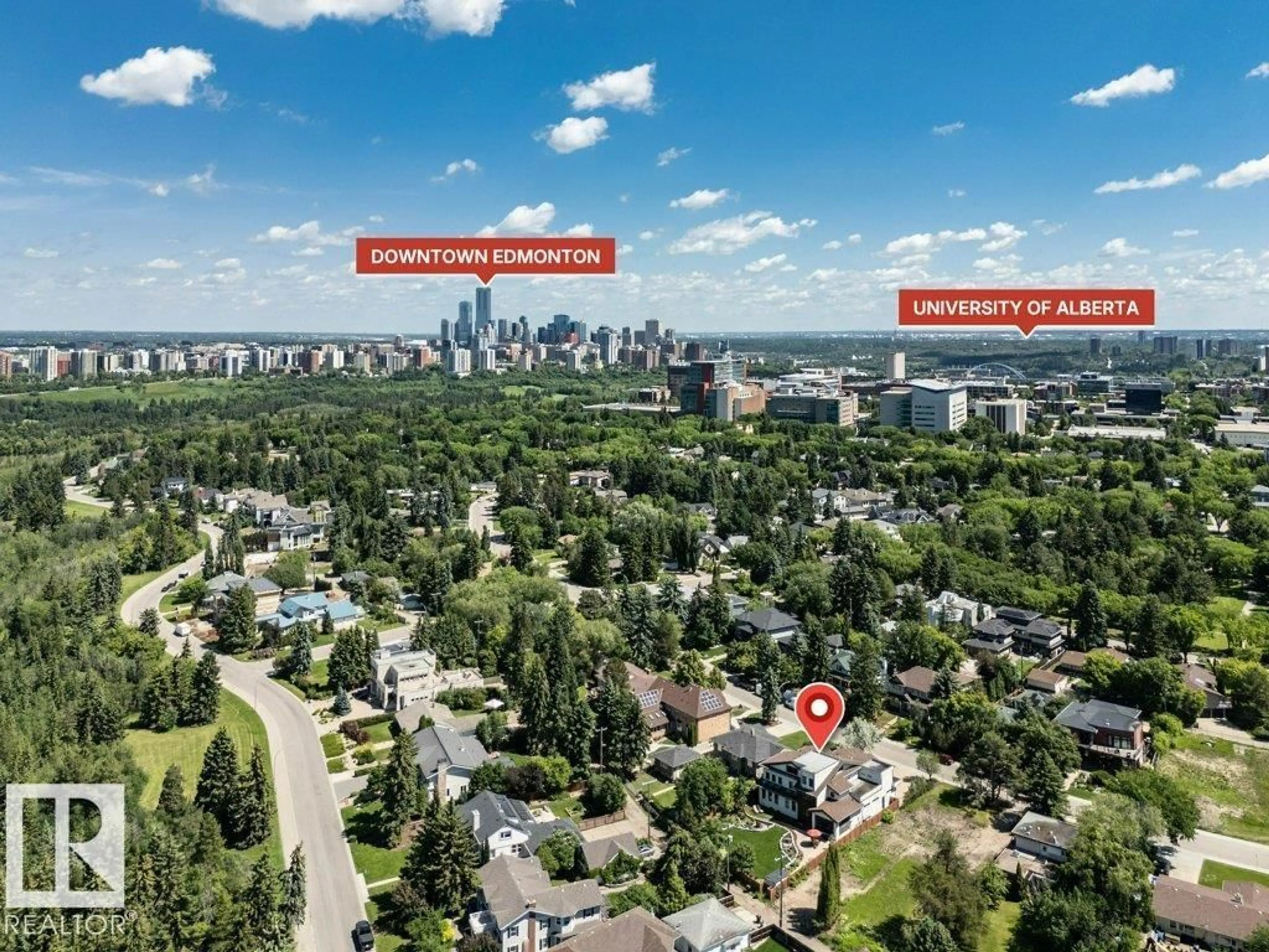 A pic from outside/outdoor area/front of a property/back of a property/a pic from drone, city buildings view from balcony for 8914 120 ST, Edmonton Alberta T6G1X5