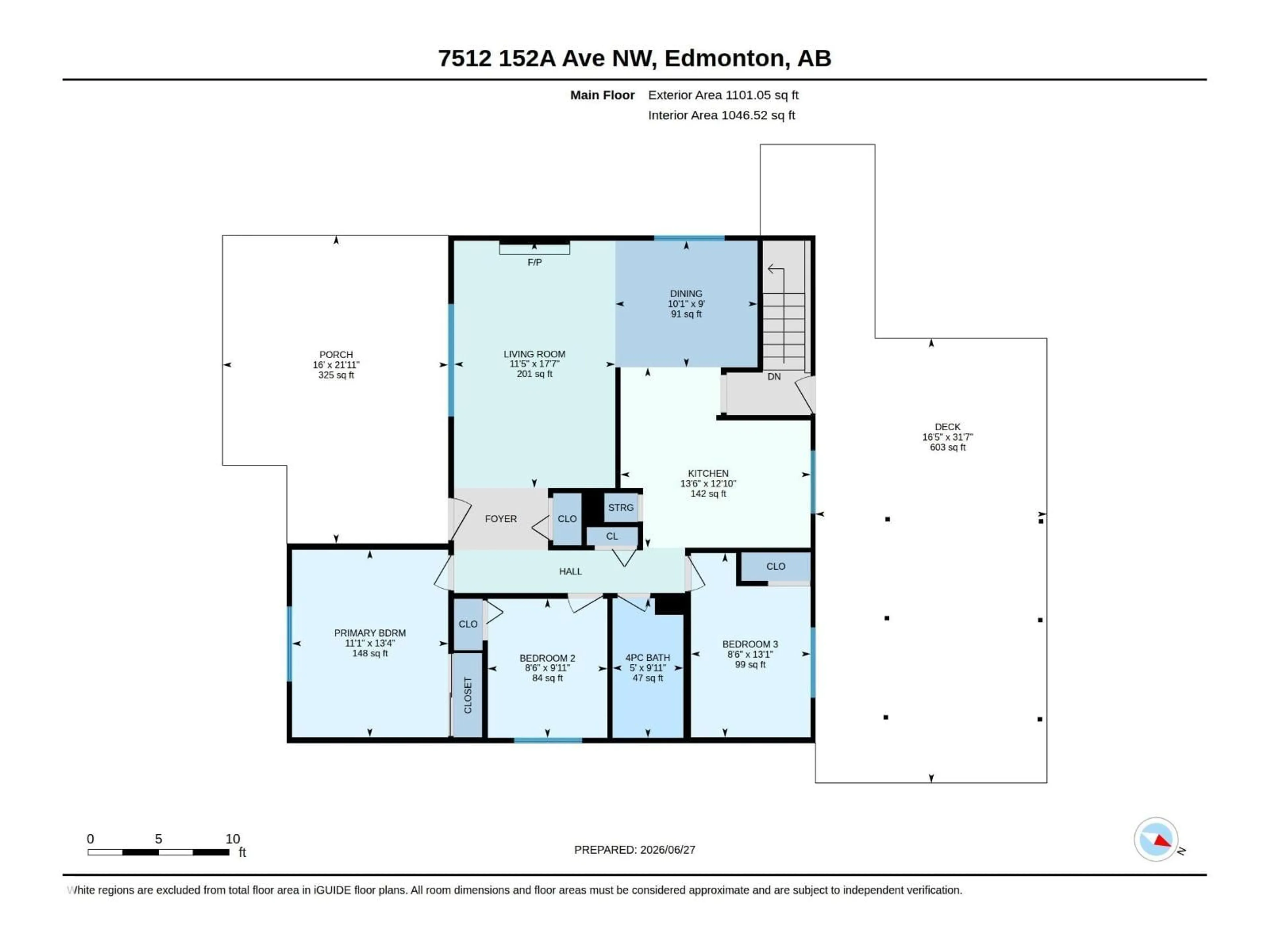 Floor plan for 7512 152A AV, Edmonton Alberta T5C2Z7