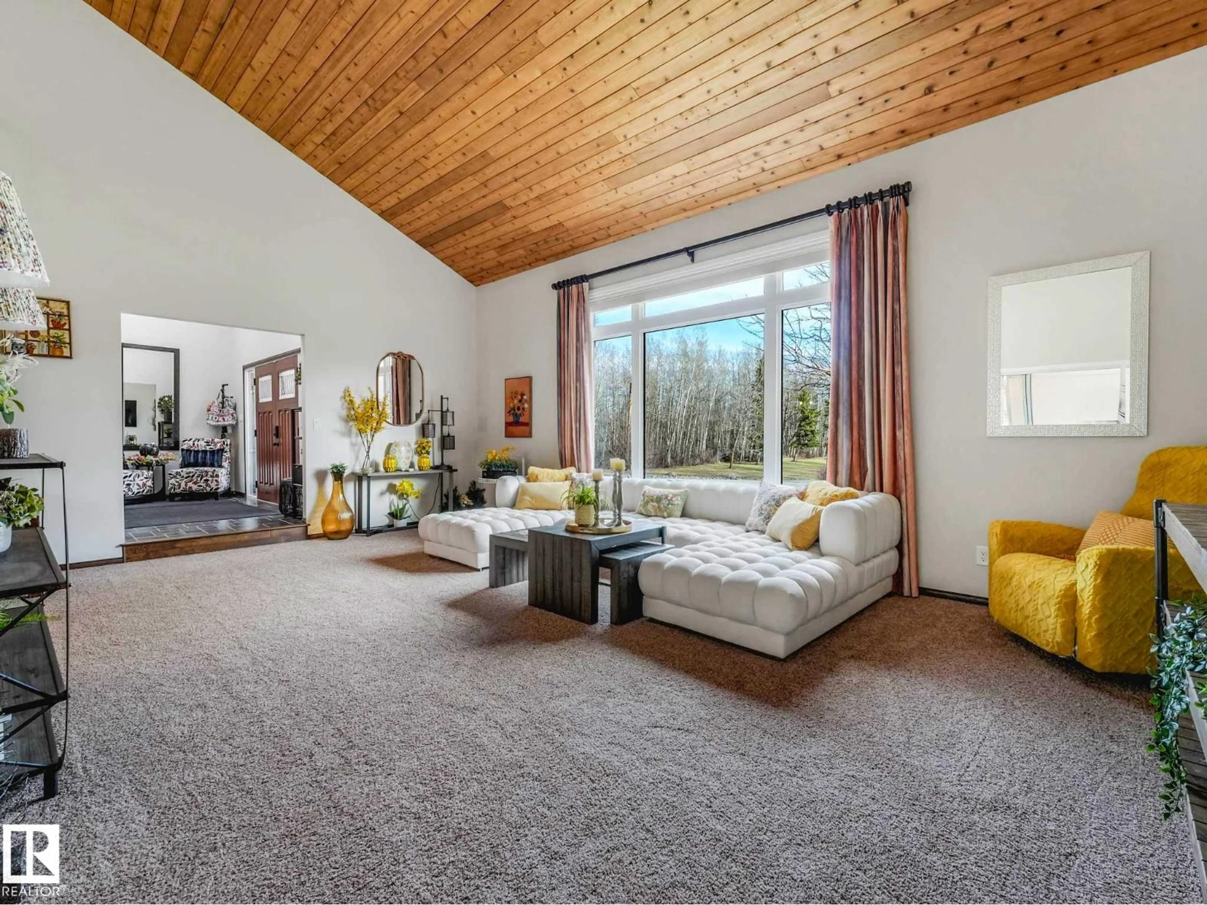Living room with furniture, carpet floor for #182 - 51313 RGE ROAD 231, Rural Strathcona County Alberta T8B1K7