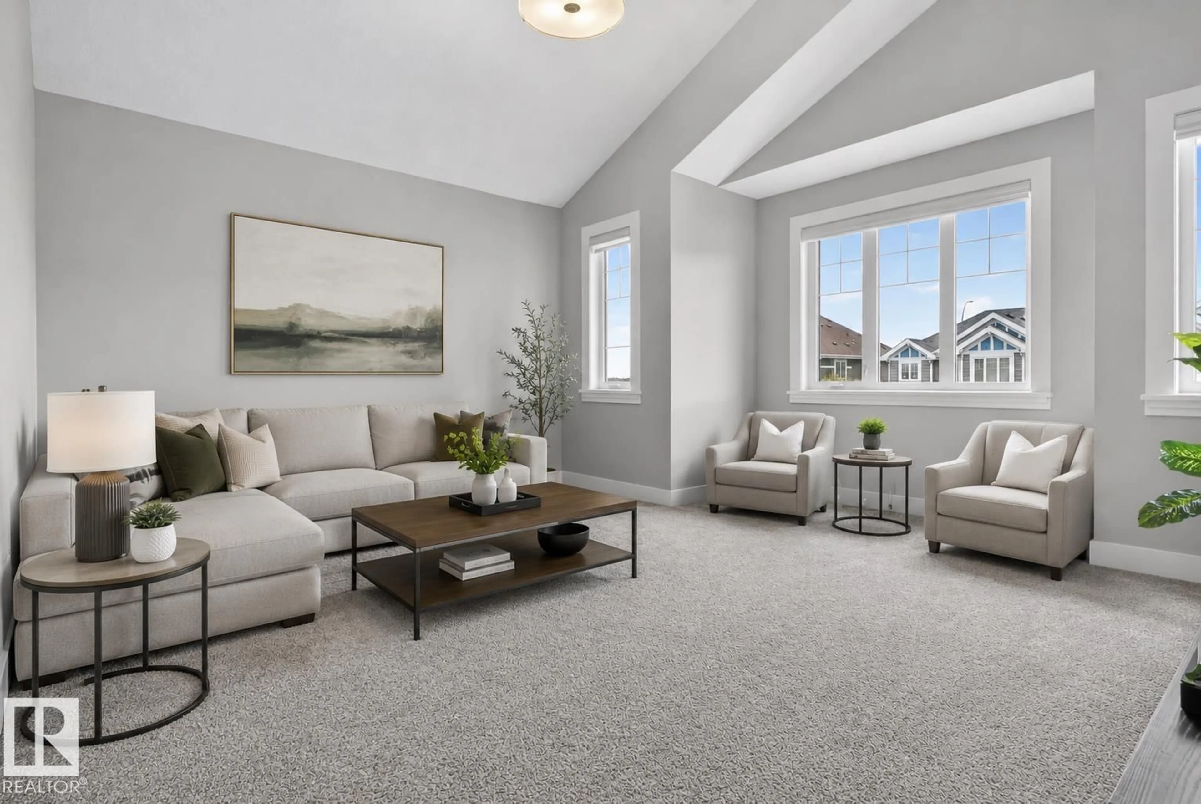 Living room with furniture, carpet floor for SW - 9012 24 AV, Edmonton Alberta T6X1A6