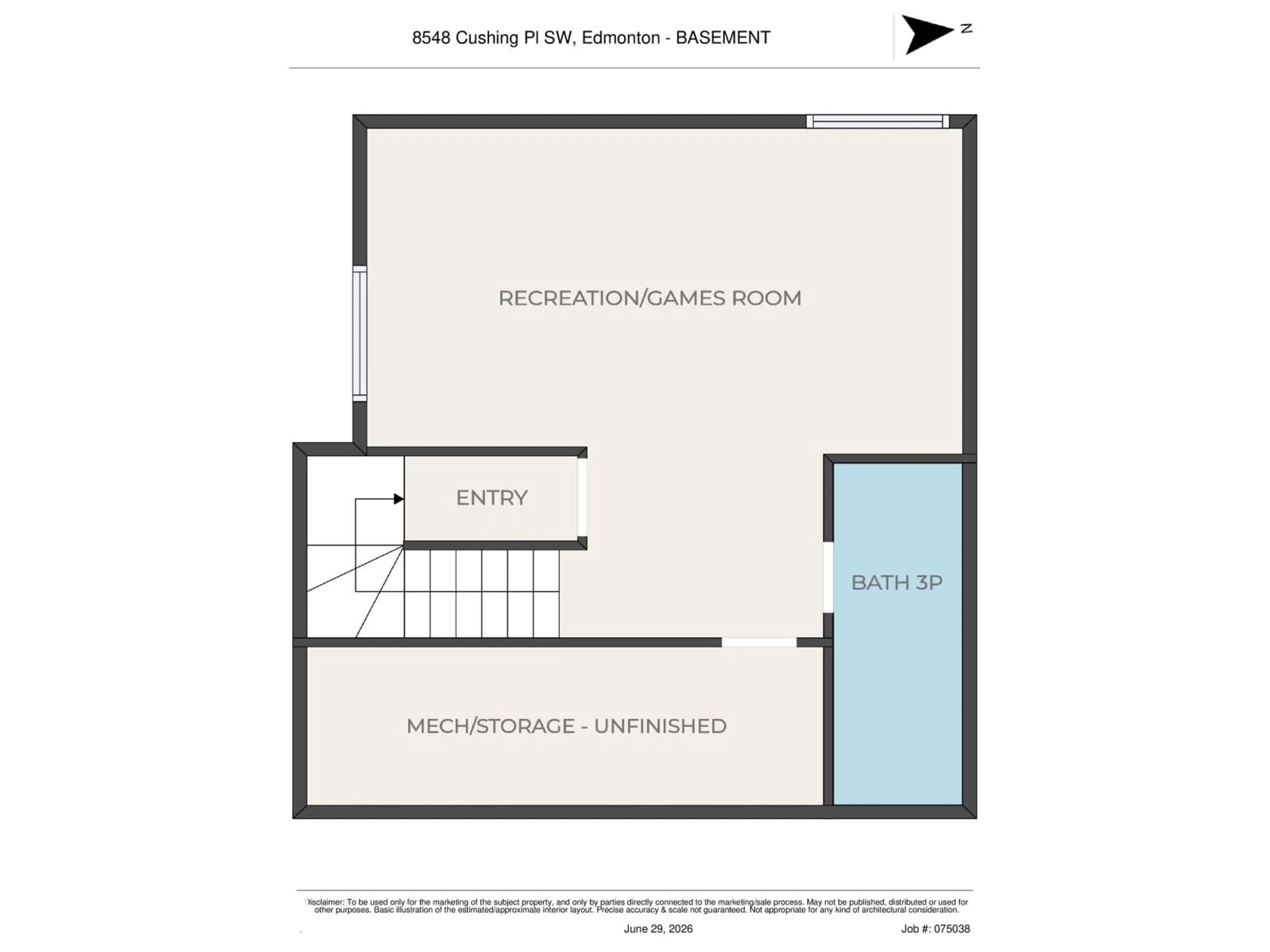 Floor plan for 8548 CUSHING PL, Edmonton Alberta T6W3L2