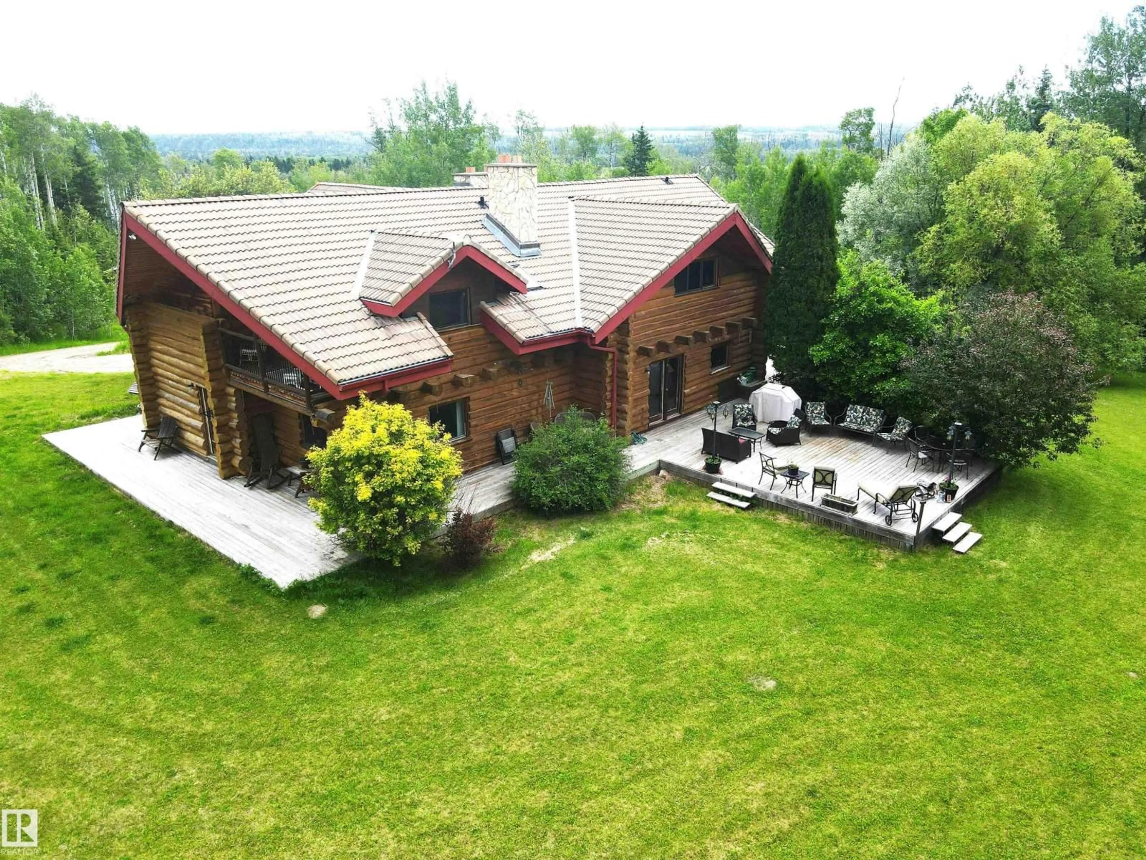 A pic from outside/outdoor area/front of a property/back of a property/a pic from drone, mountain view for 411048C BUSTER CREEK RD, Rural Clearwater County Alberta T4T1A5