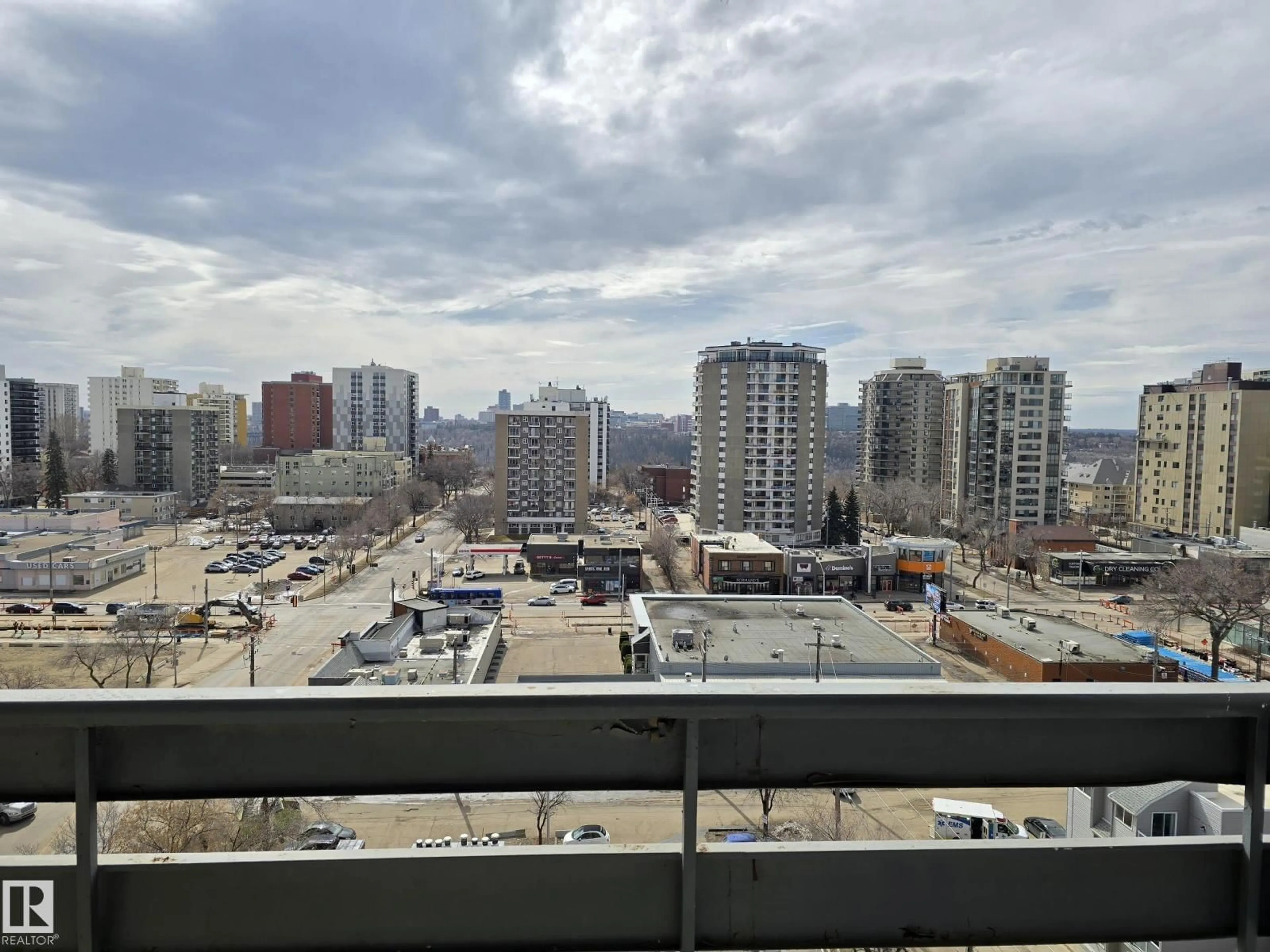 Balcony in the apartment, city buildings view from balcony for 10160 - 1208 116 ST, Edmonton Alberta T5K1V9