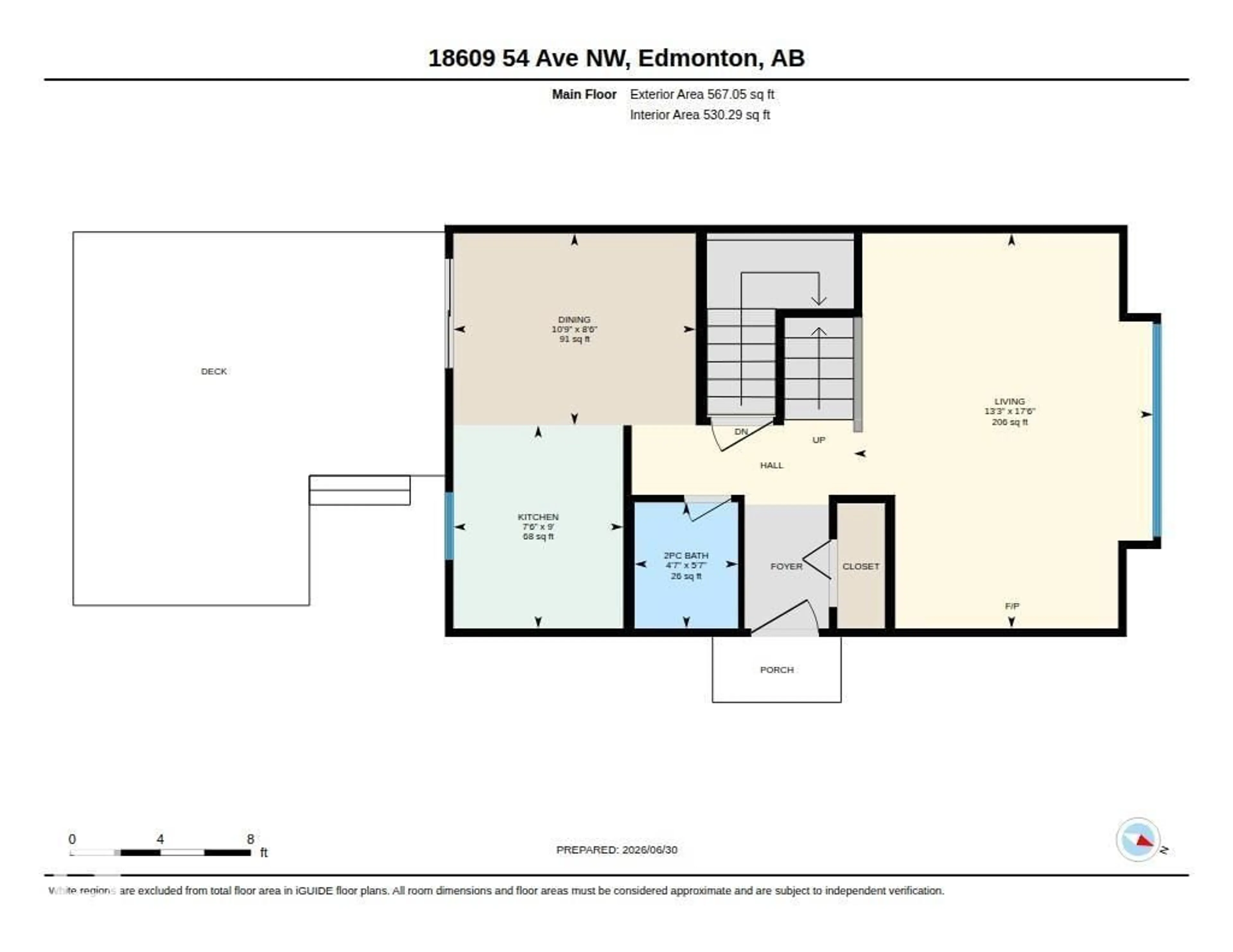 Floor plan for 18609 54 AV, Edmonton Alberta T6M1Z4