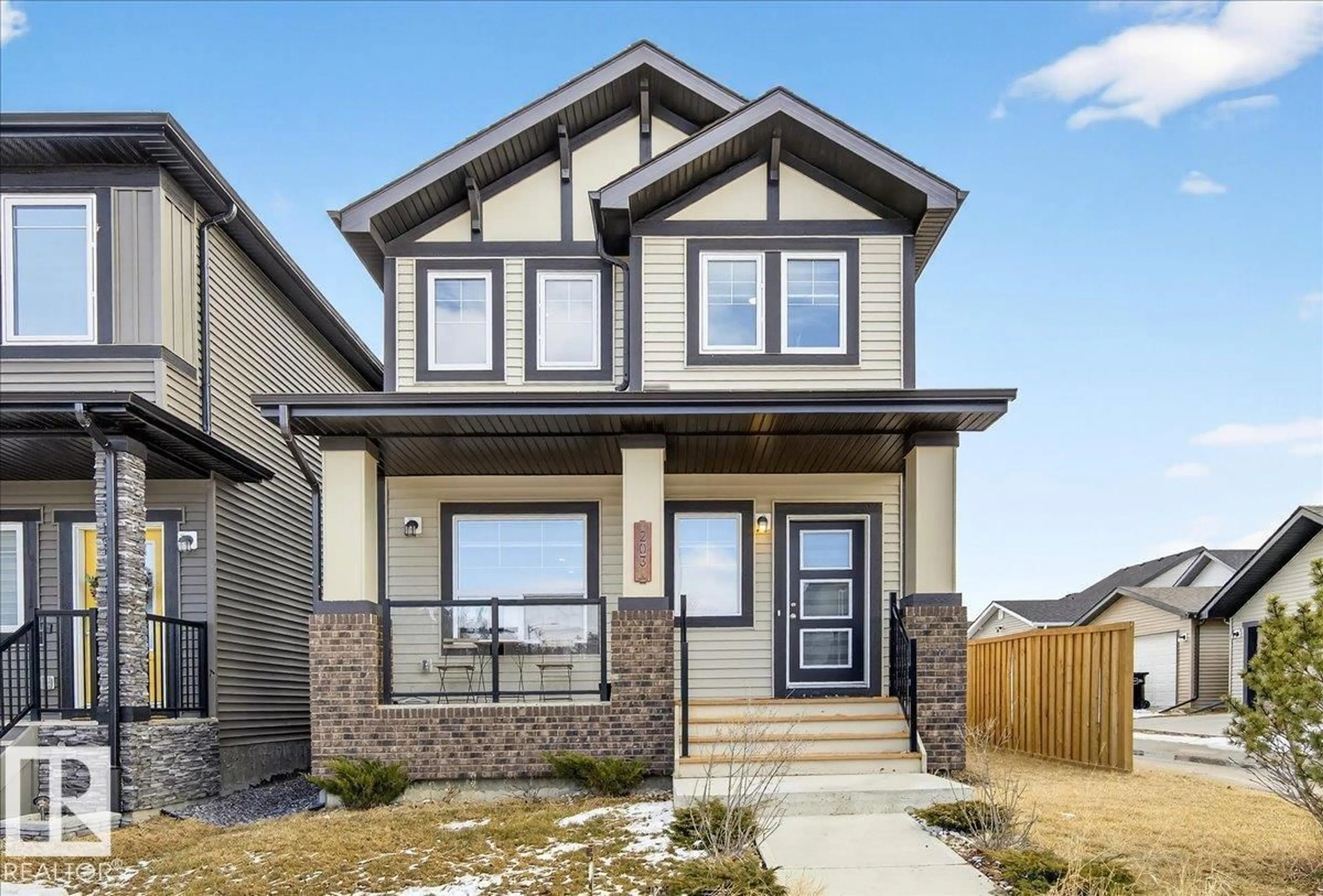 Home with vinyl exterior material, street for 203 CAVANAGH CM, Edmonton Alberta T6W3Y2