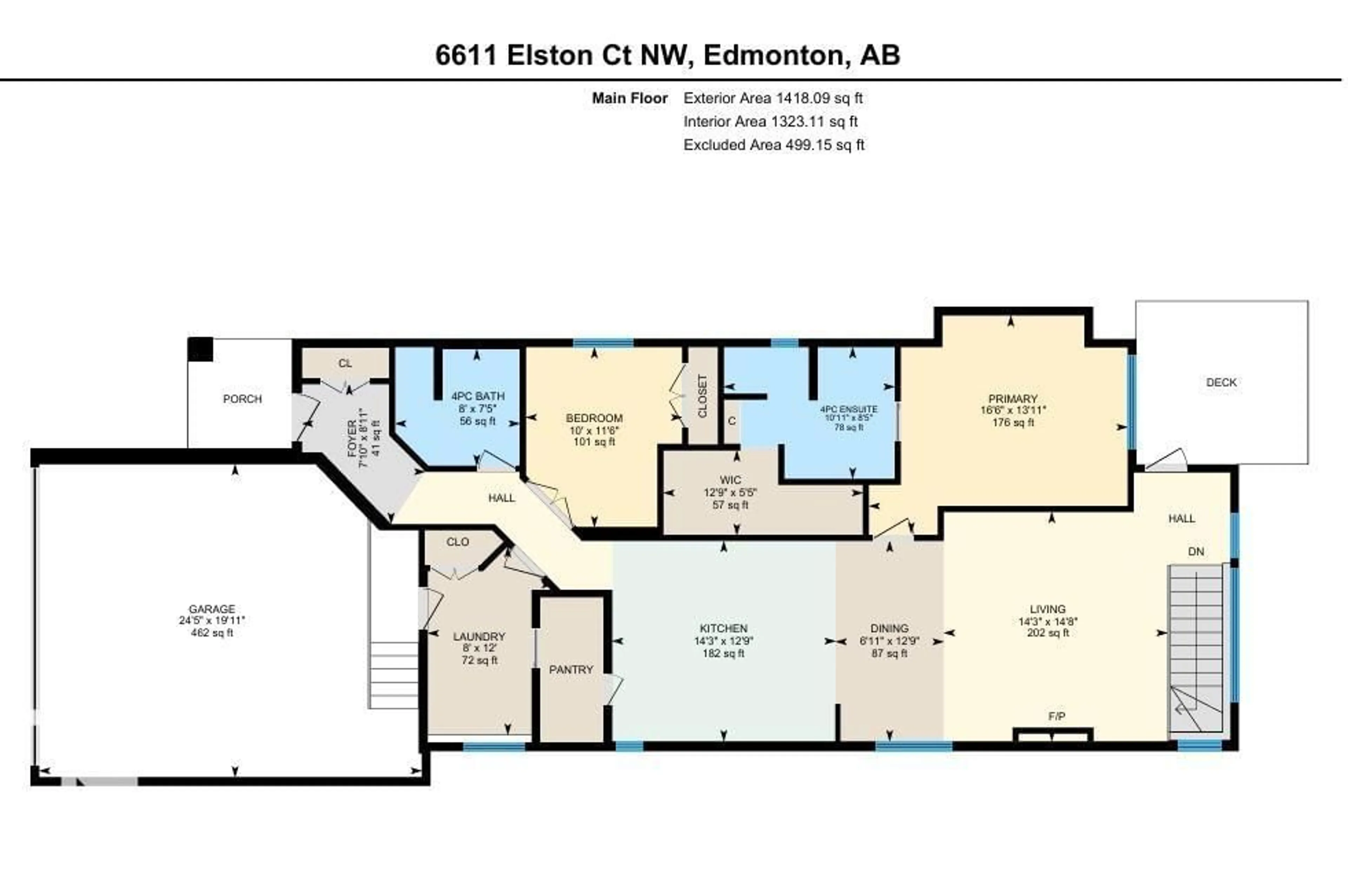 Floor plan for 6611 ELSTON CT, Edmonton Alberta T6M0T5