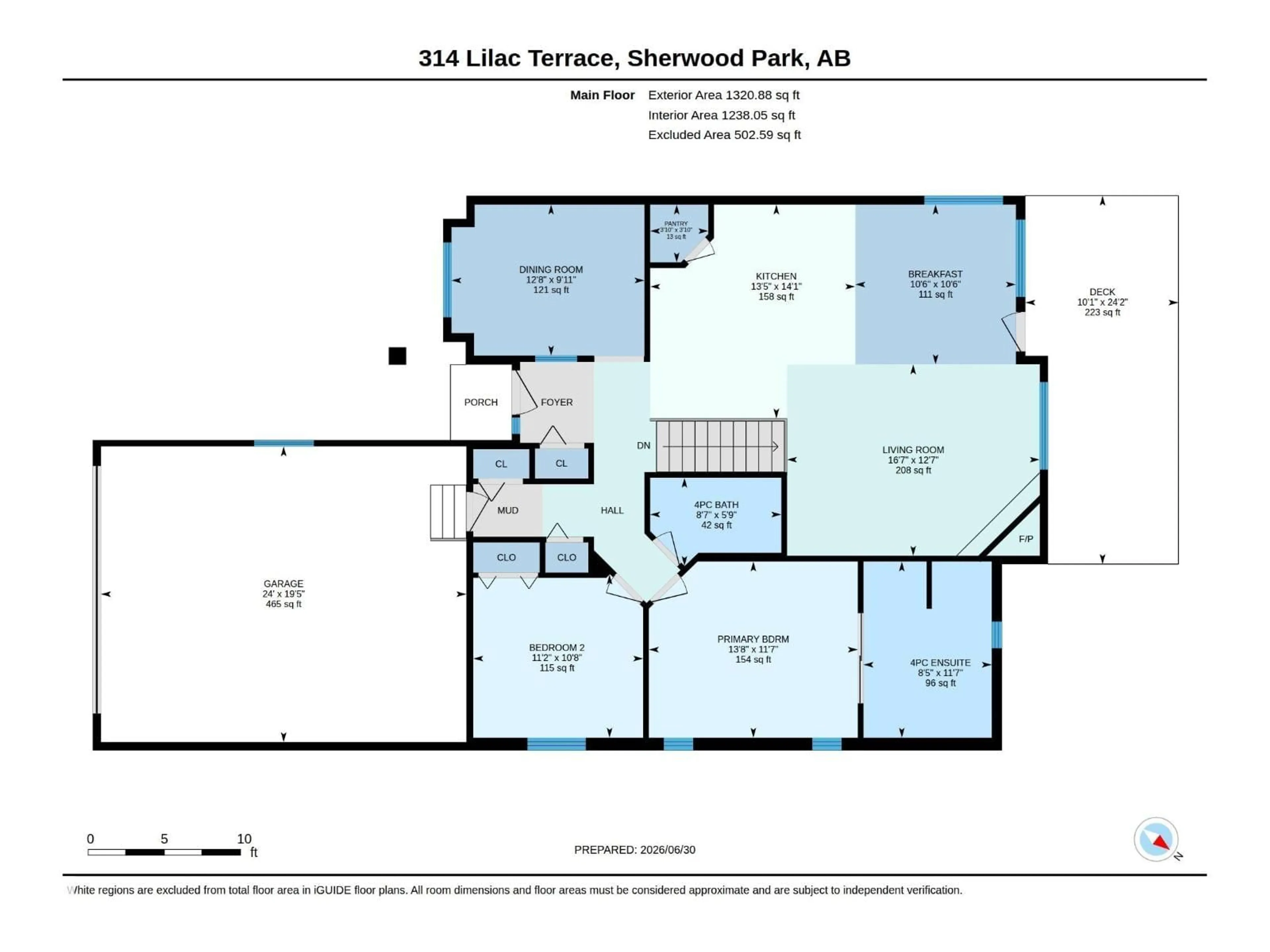 Floor plan for 314 LILAC TERRACE, Sherwood Park Alberta T8H1Z1