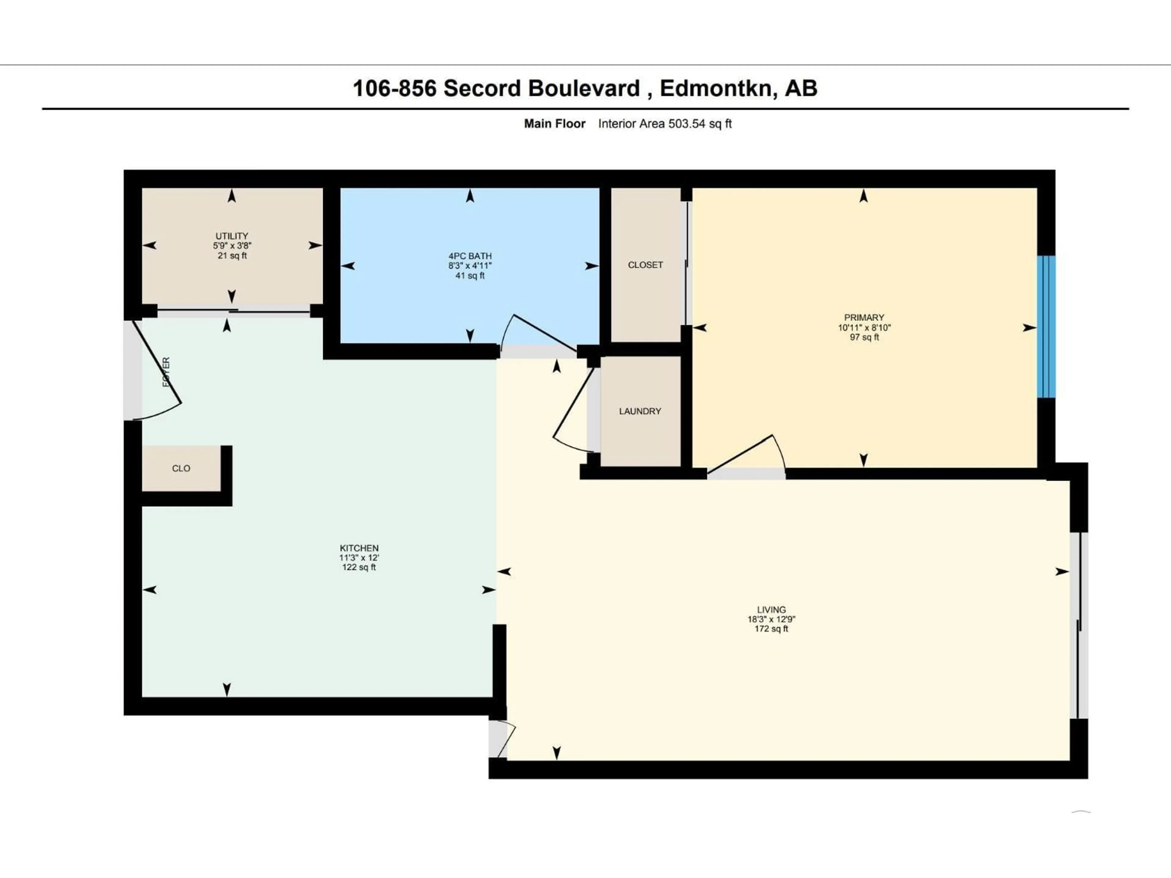 Floor plan for #106 - 106 SECORD BOULEVARD, Edmonton Alberta T5T7R9