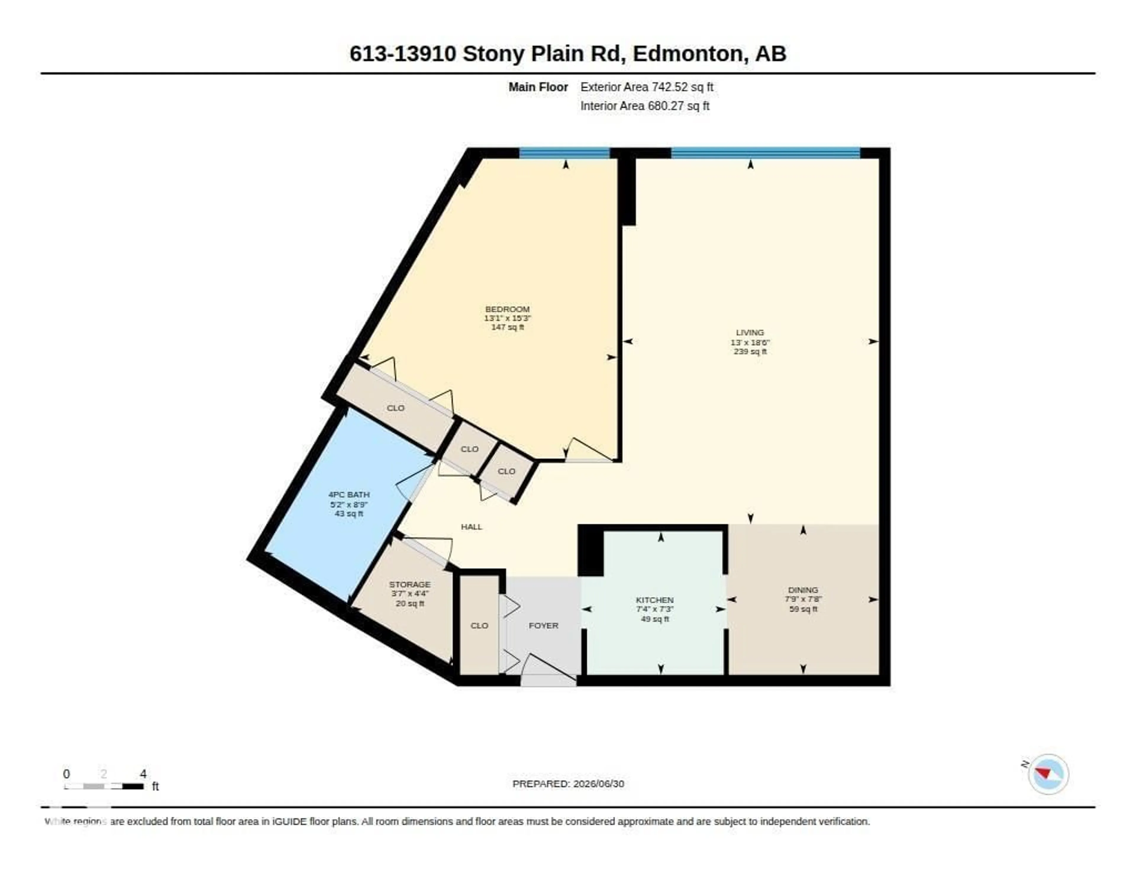 Floor plan for 13910 - 613 STONY PLAIN RD, Edmonton Alberta T5N3R2