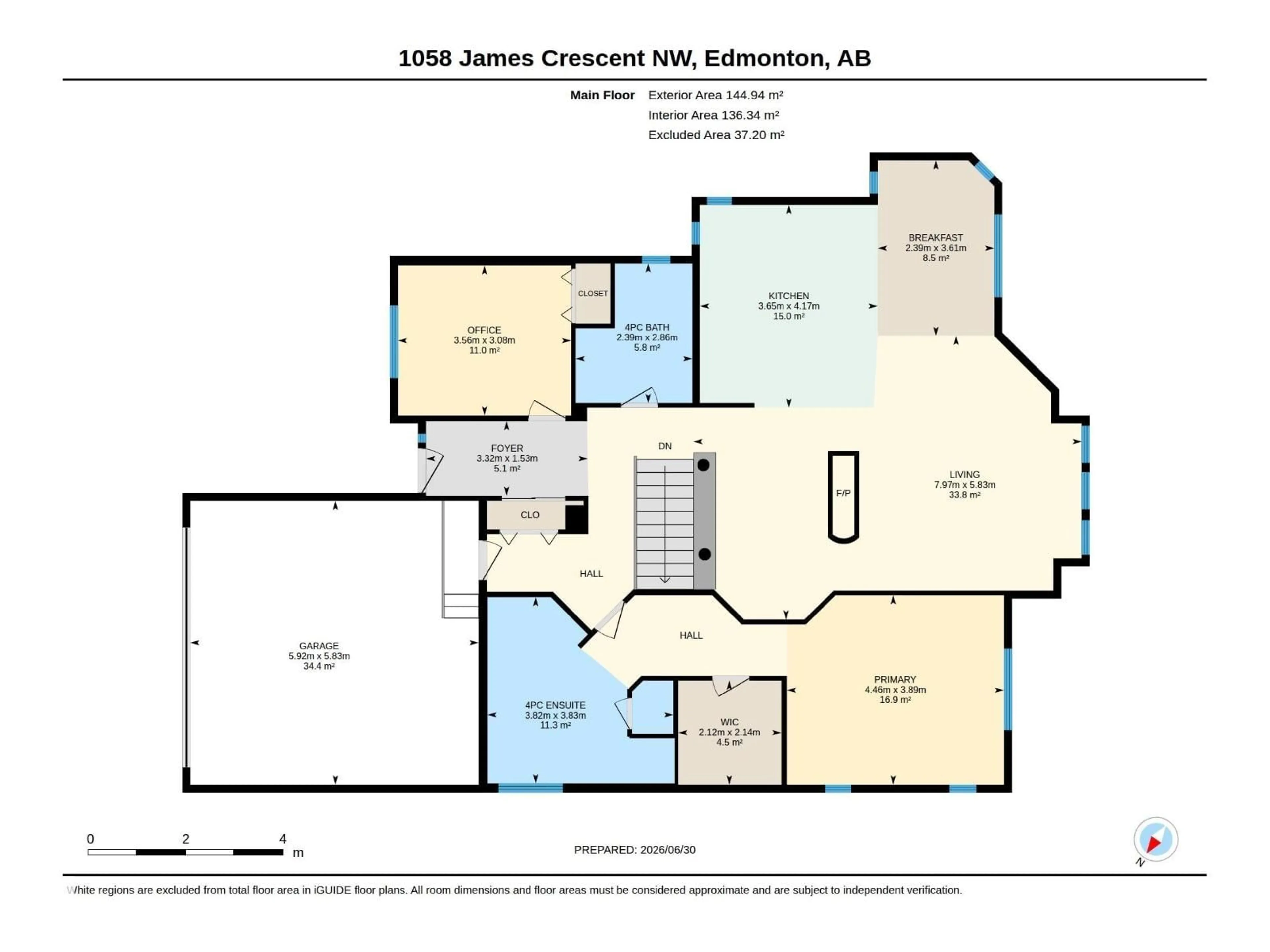 Floor plan for 1058 JAMES CR, Edmonton Alberta T6L6P6