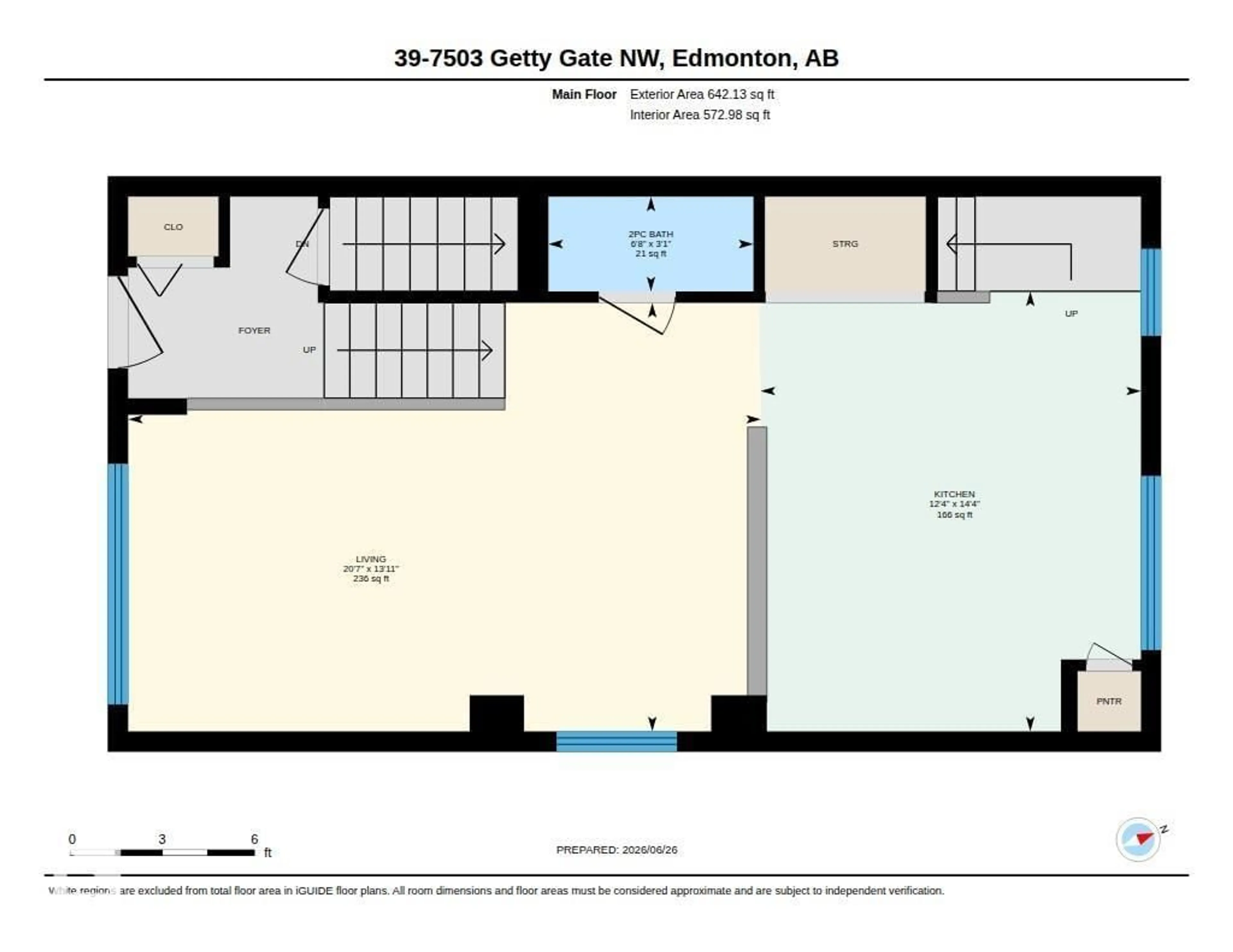 Floor plan for 39 - 7503 GETTY GATE GA, Edmonton Alberta T5T4S8