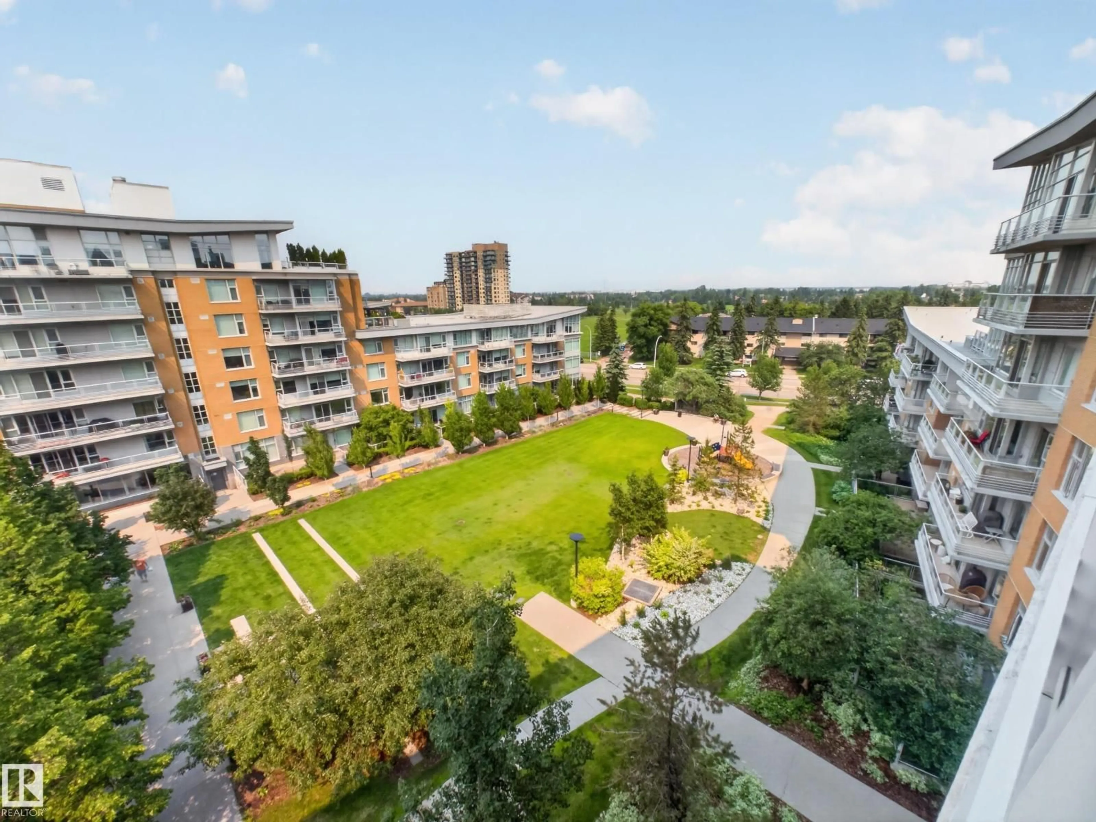 A pic from outside/outdoor area/front of a property/back of a property/a pic from drone, city buildings view from balcony for #608 - 2504 109 ST, Edmonton Alberta T5J2H3