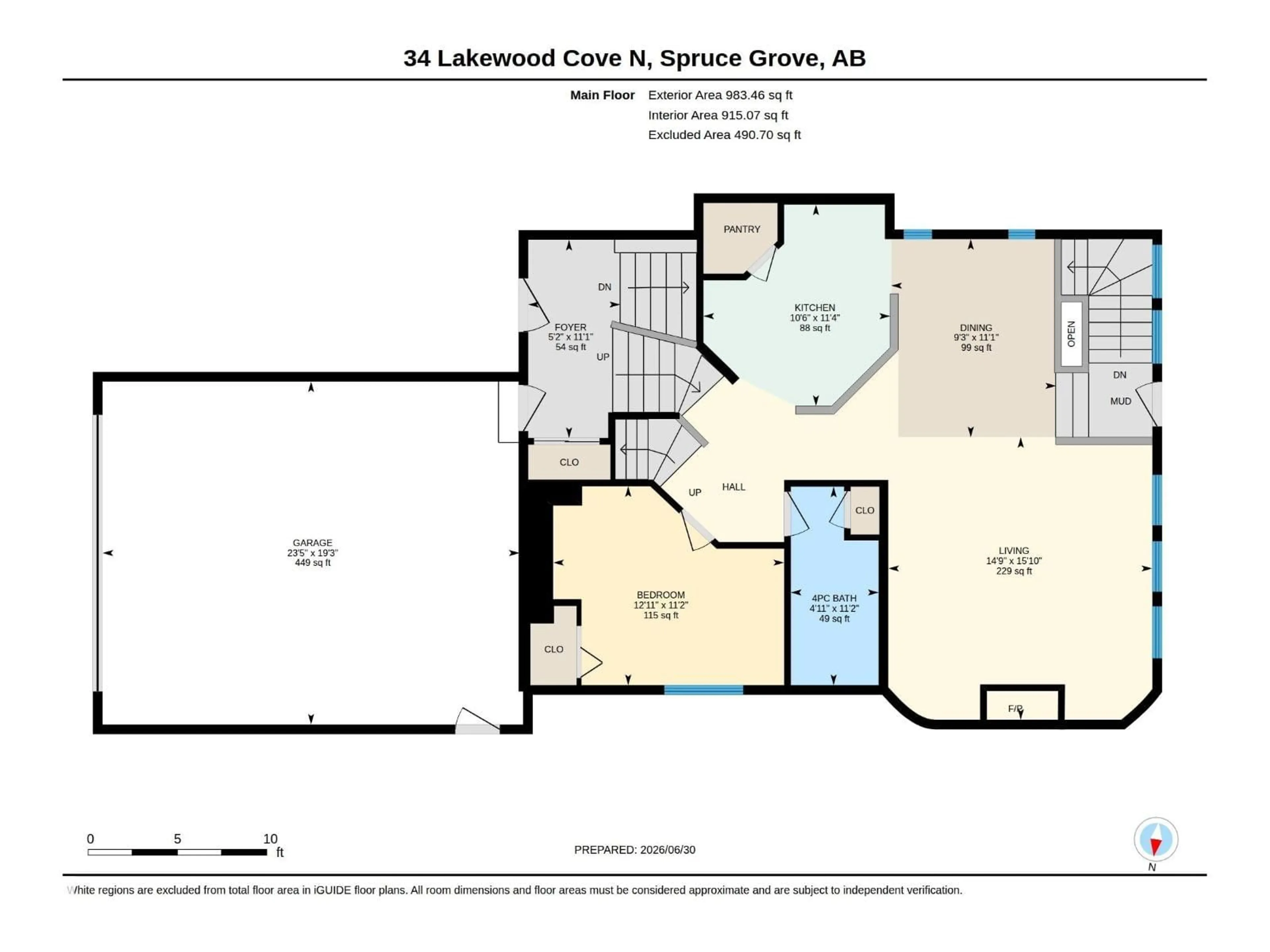 Floor plan for N - 34 LAKEWOOD CV, Spruce Grove Alberta T7Z4B4