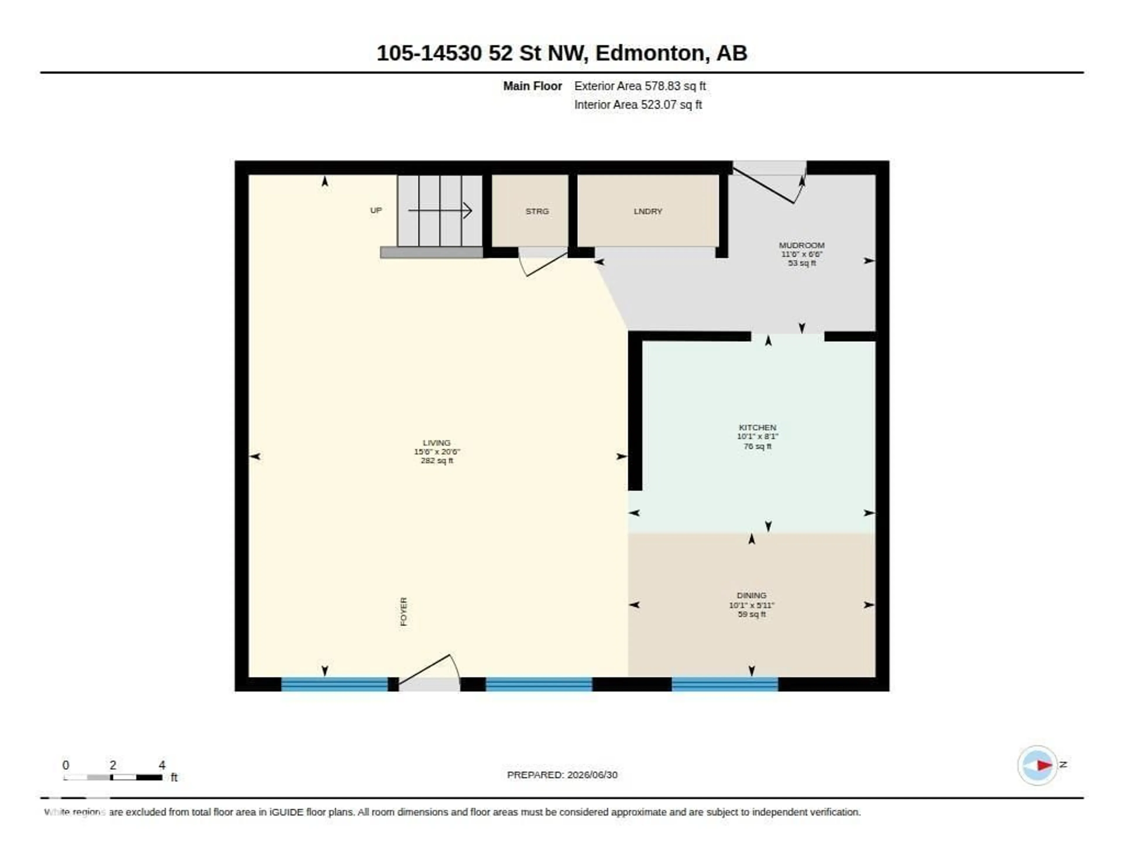 Floor plan for 105 - 14530 52 ST, Edmonton Alberta T5A3K5