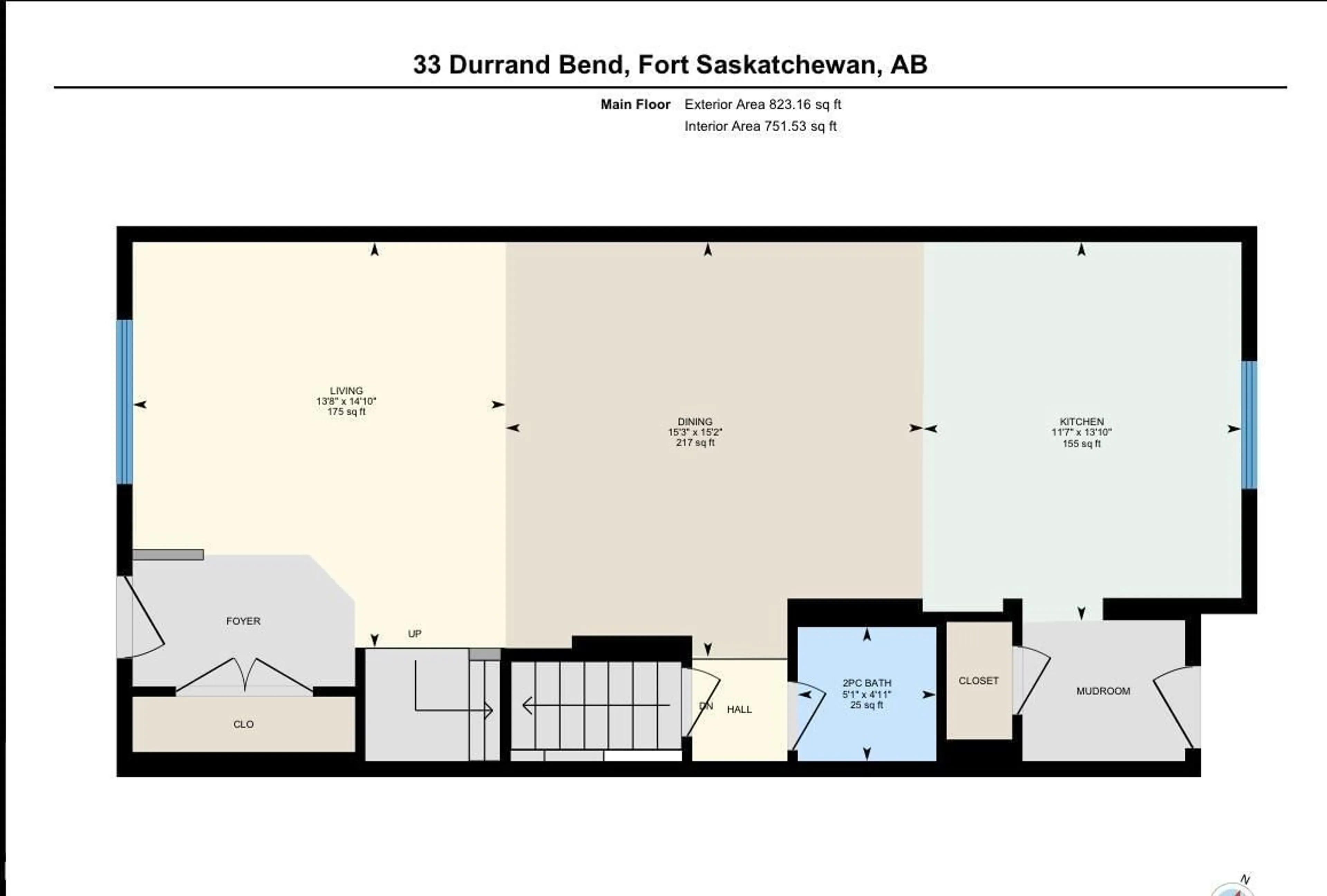Floor plan for 33 DURRAND BN, Fort Saskatchewan Alberta T8L0N1