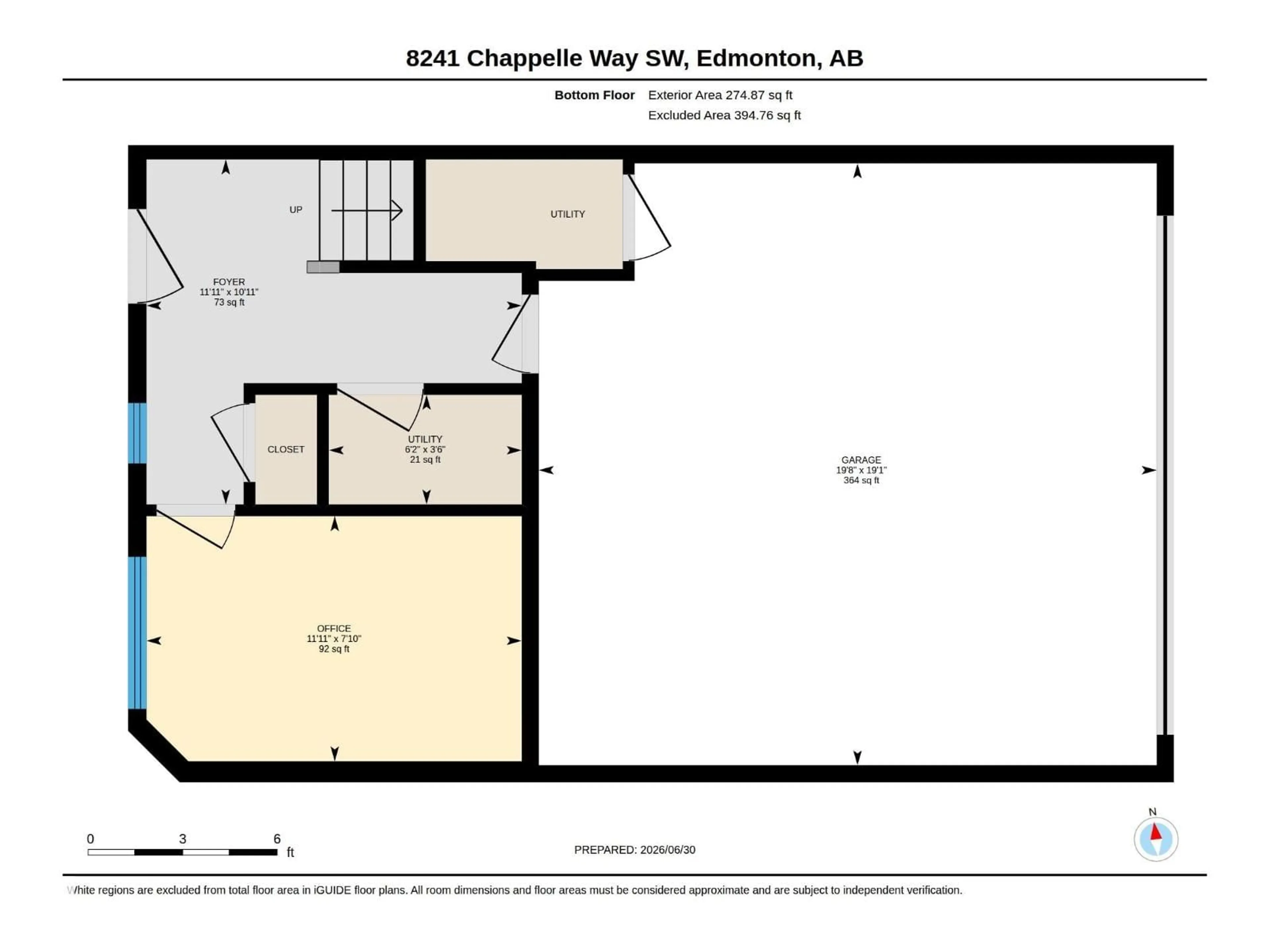 Floor plan for 8241 CHAPPELLE WY, Edmonton Alberta T6W3V8