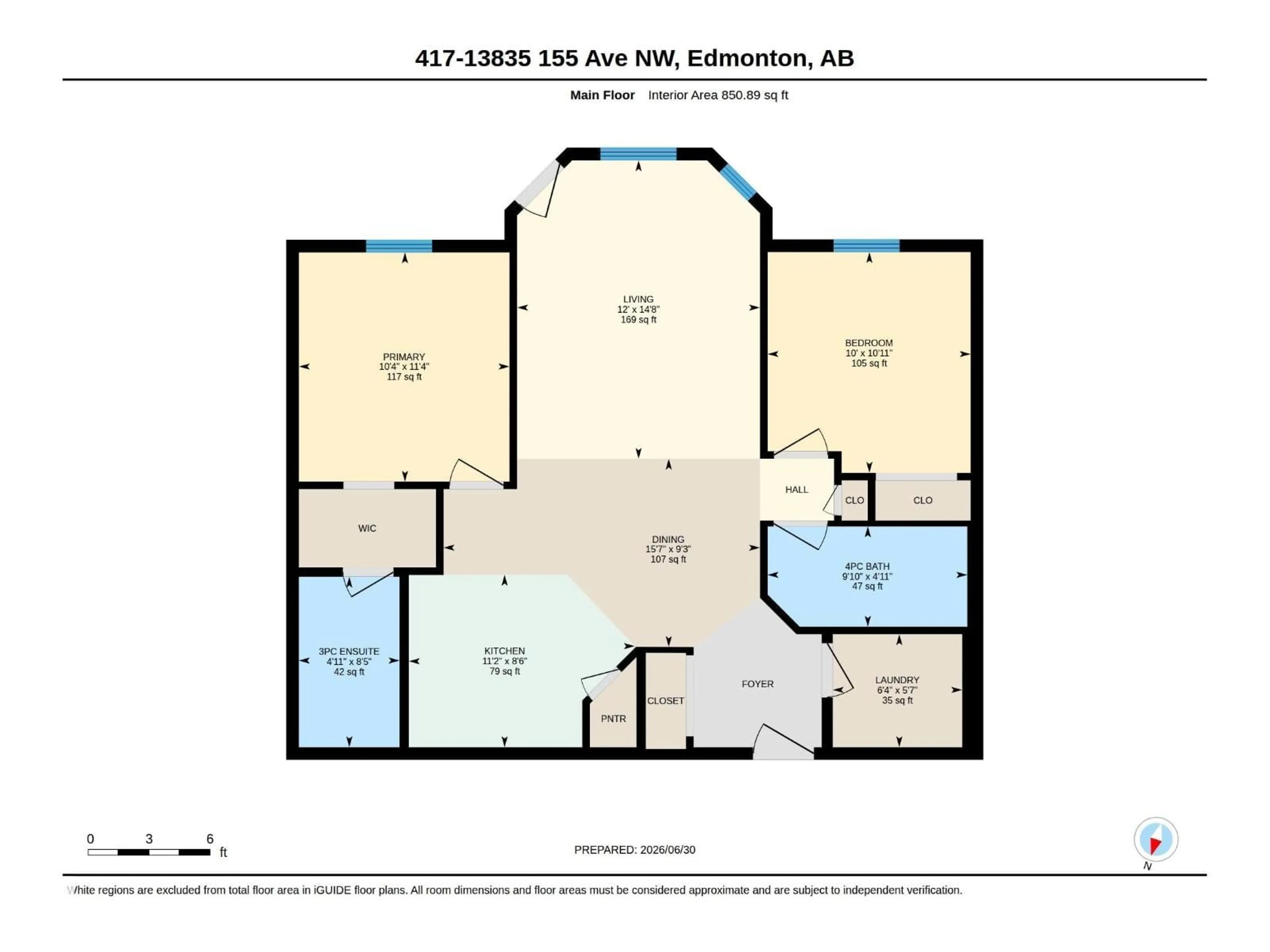 Floor plan for #417 - 13835 155 AV, Edmonton Alberta T6V0B7