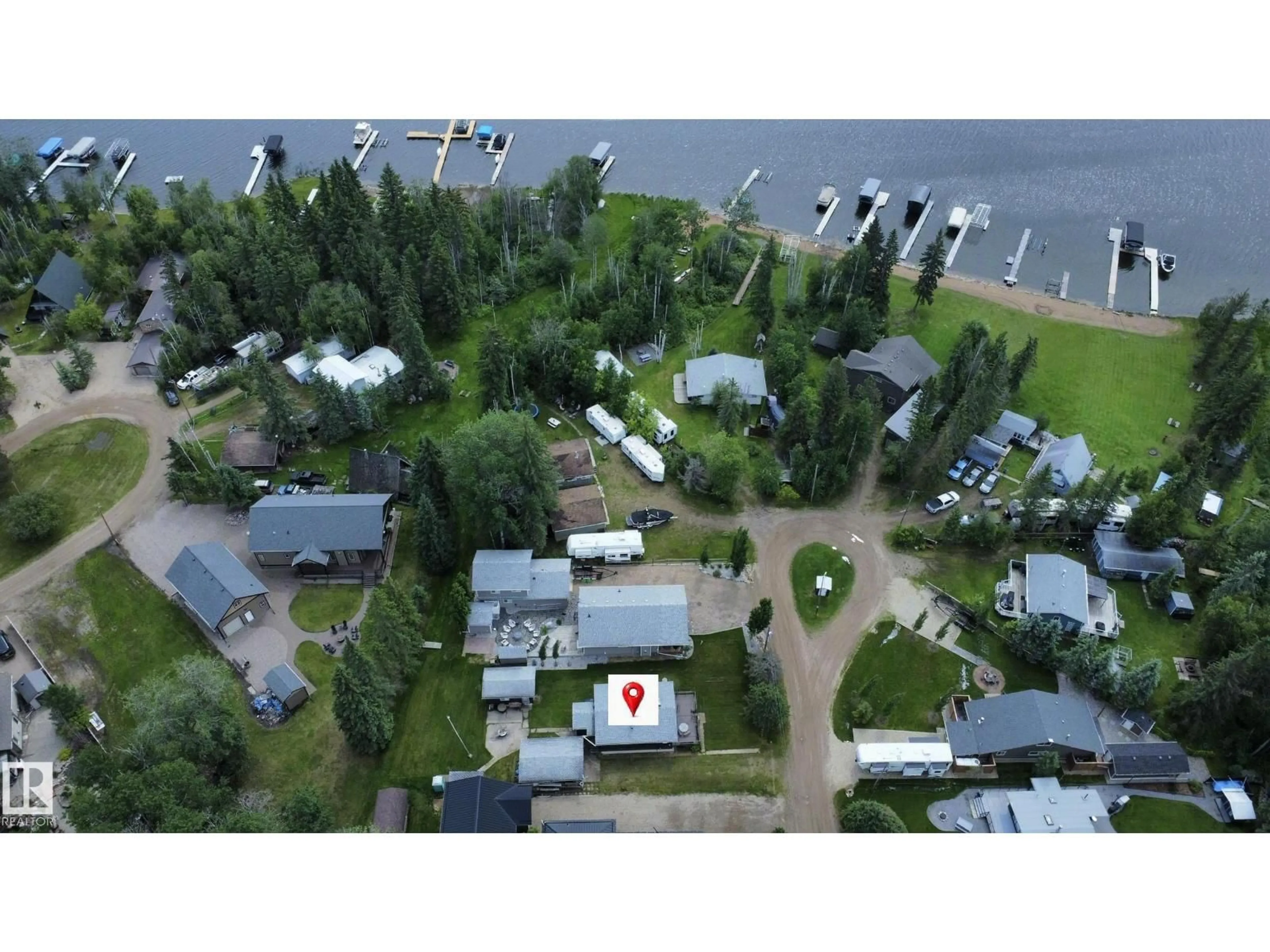 A pic from outside/outdoor area/front of a property/back of a property/a pic from drone, water/lake/river/ocean view for 603 LONG LAKE DR, Long Lake Alberta T6A0M0