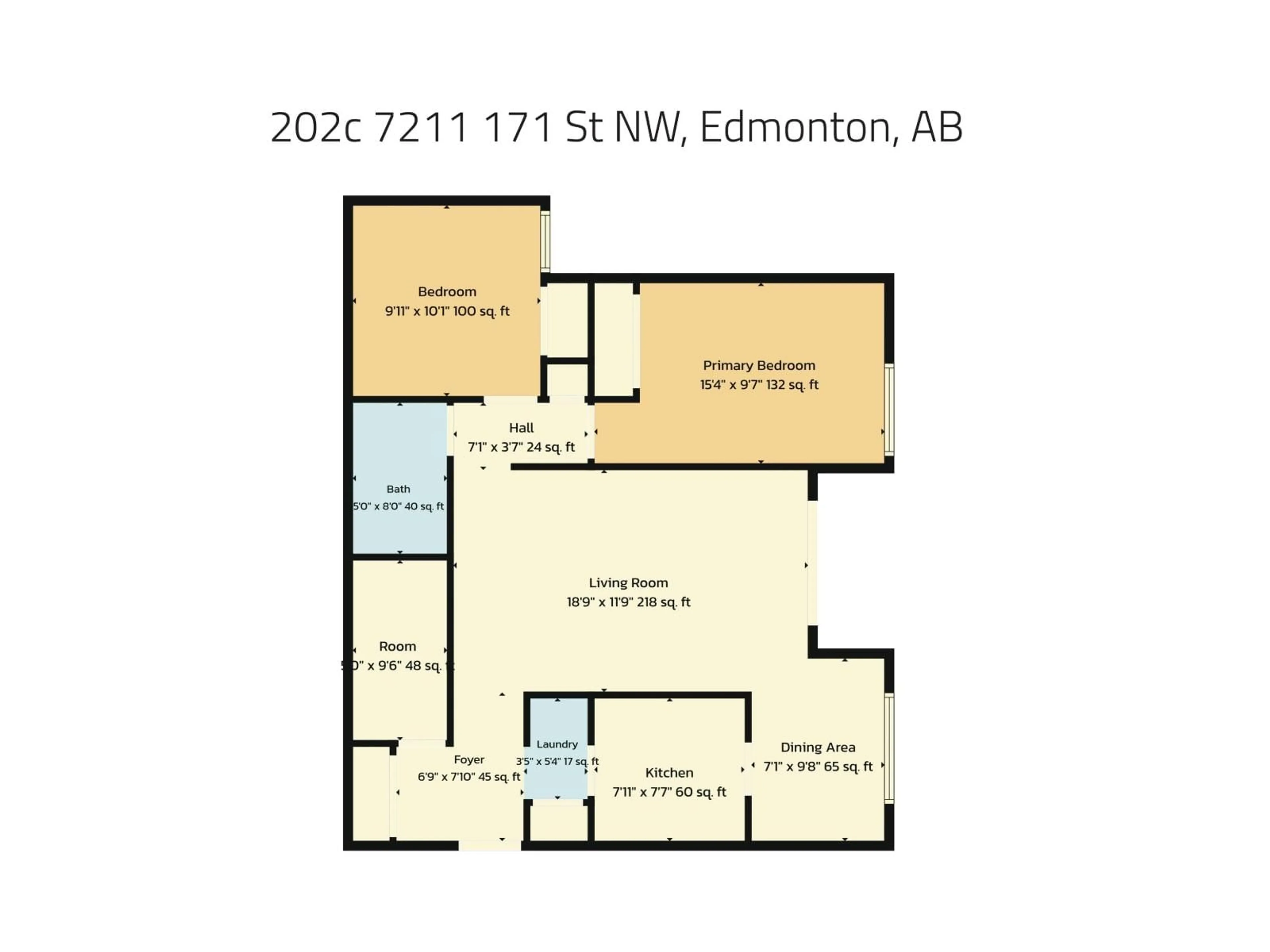 Floor plan for 202 - 7211 171 ST, Edmonton Alberta T5T2R1