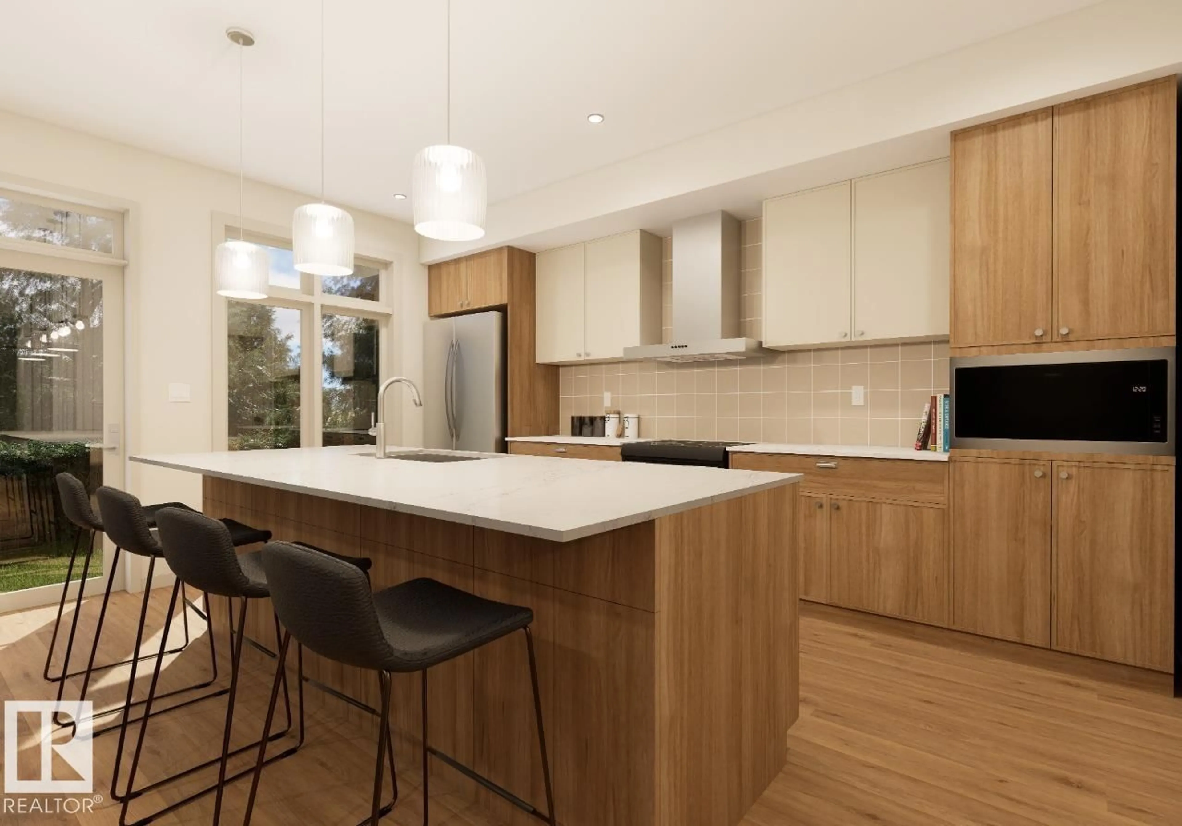Contemporary kitchen, wood/laminate floor for 7107 50A AV, Beaumont Alberta T4X2Z3