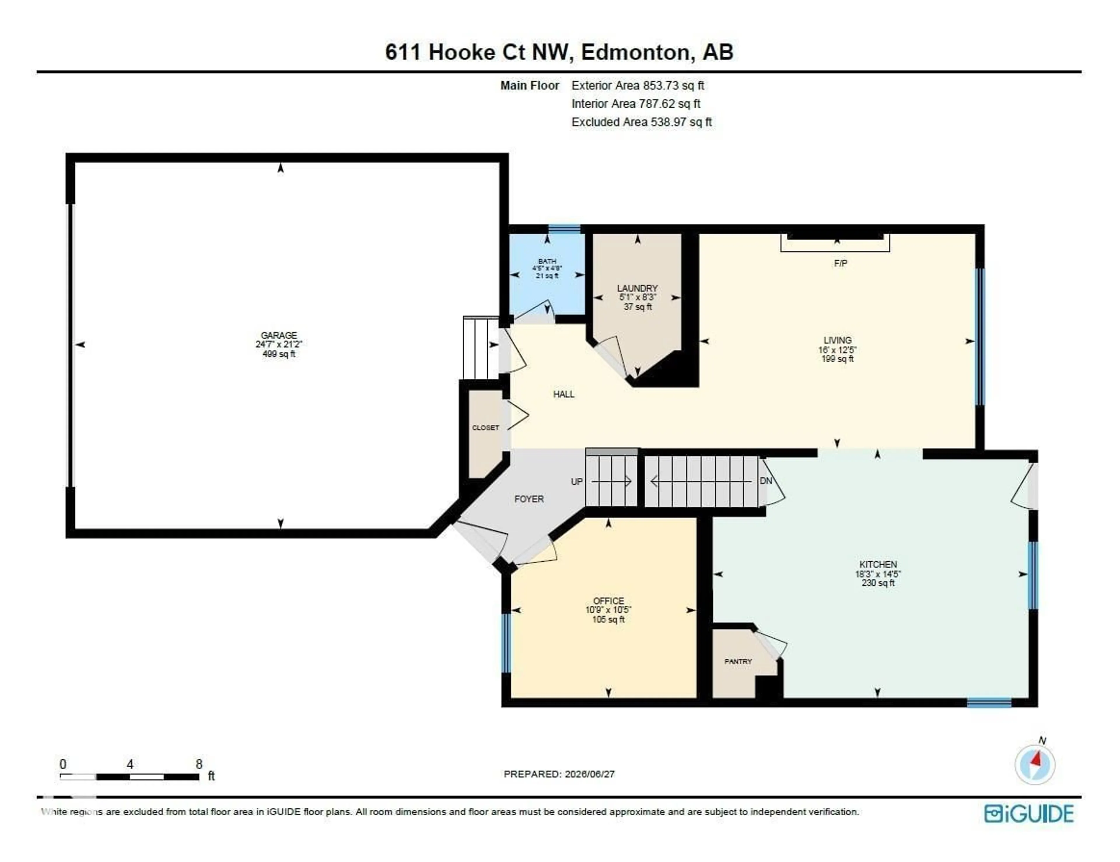 Floor plan for NW - 611 HOOKE CO, Edmonton Alberta T5A5H5