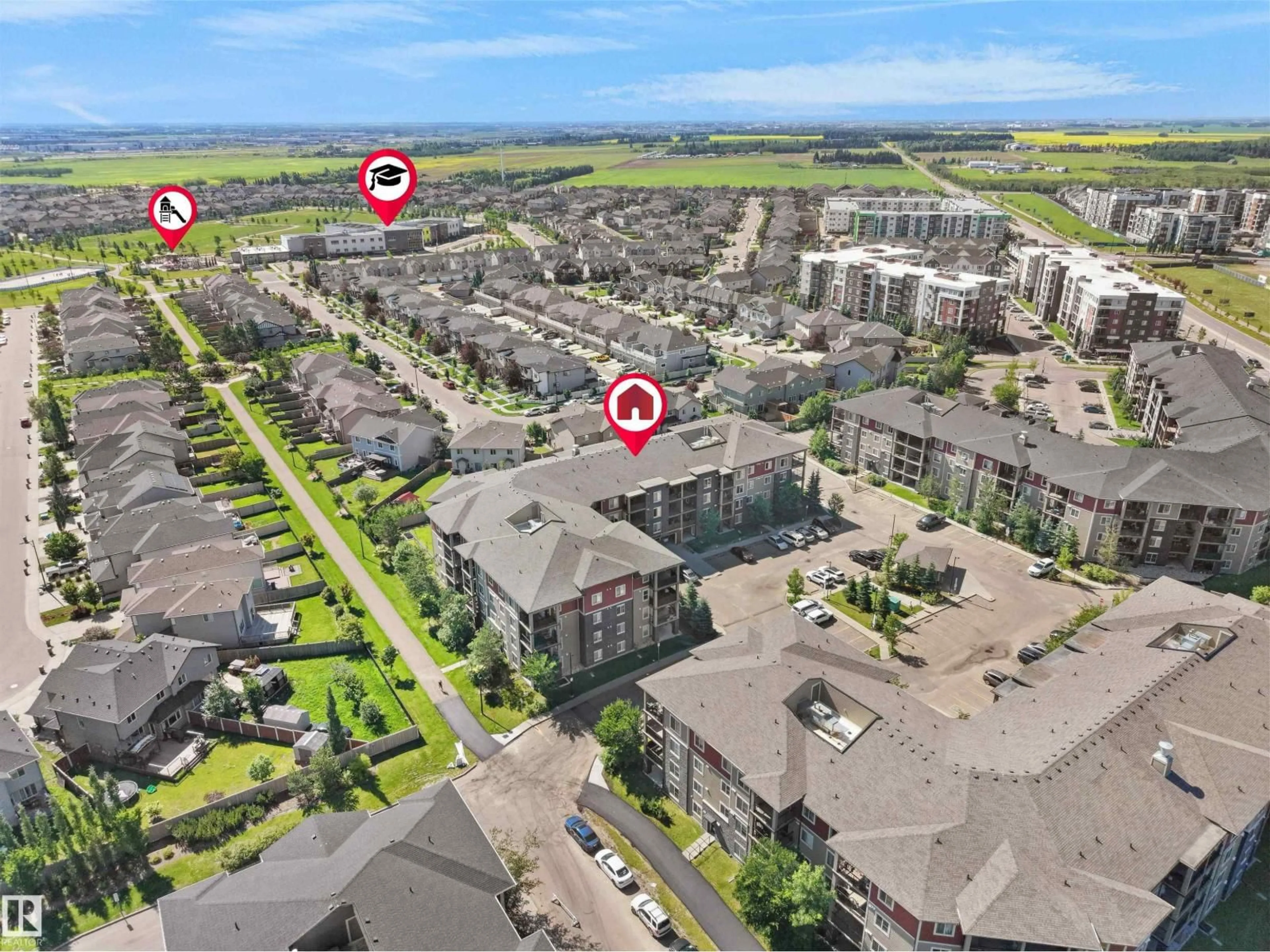 A pic from outside/outdoor area/front of a property/back of a property/a pic from drone, unknown for #211 - 3207 JAMES MOWATT TRAIL SW, Edmonton Alberta T6W3L6