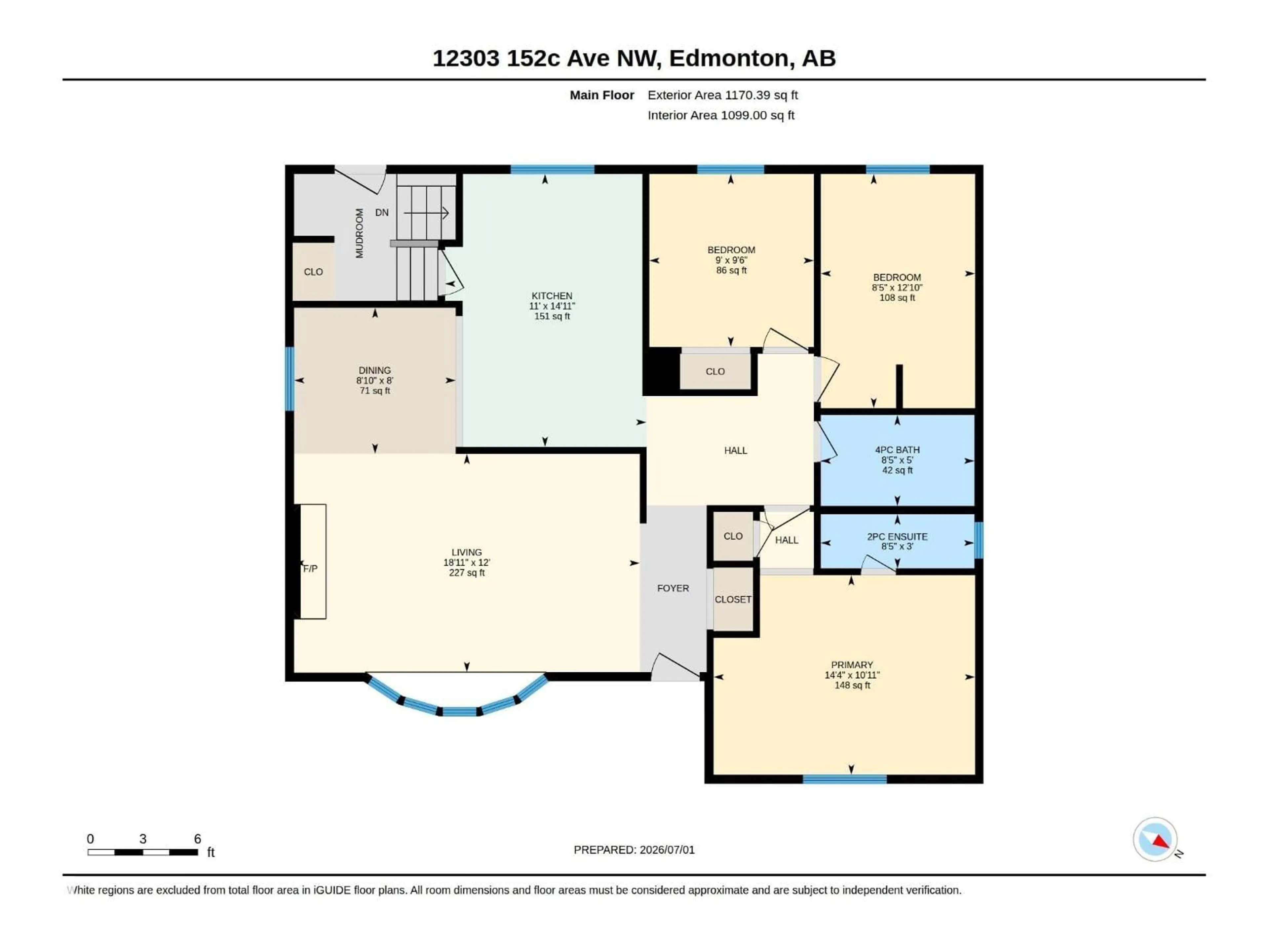 Floor plan for NW - 12303 152C AV, Edmonton Alberta T5X1Z1