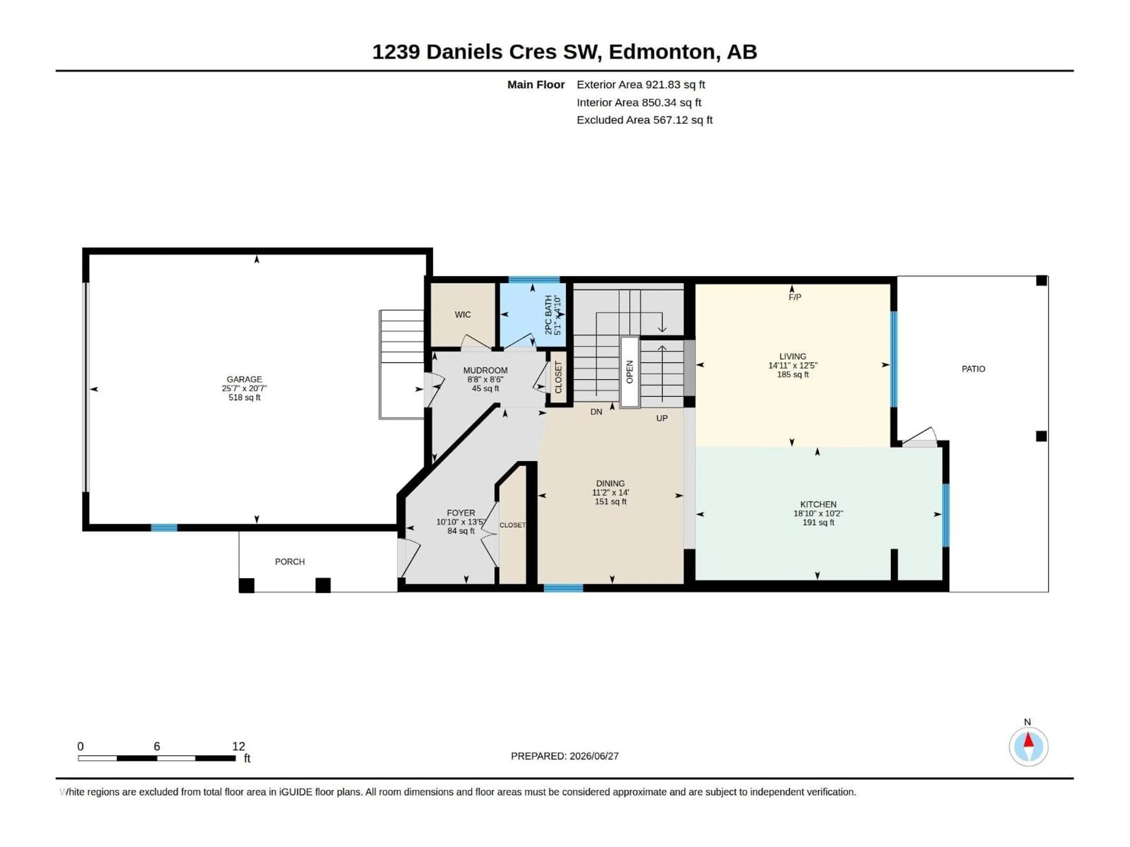 Floor plan for 1239 DANIELS CR, Edmonton Alberta T6W3V6