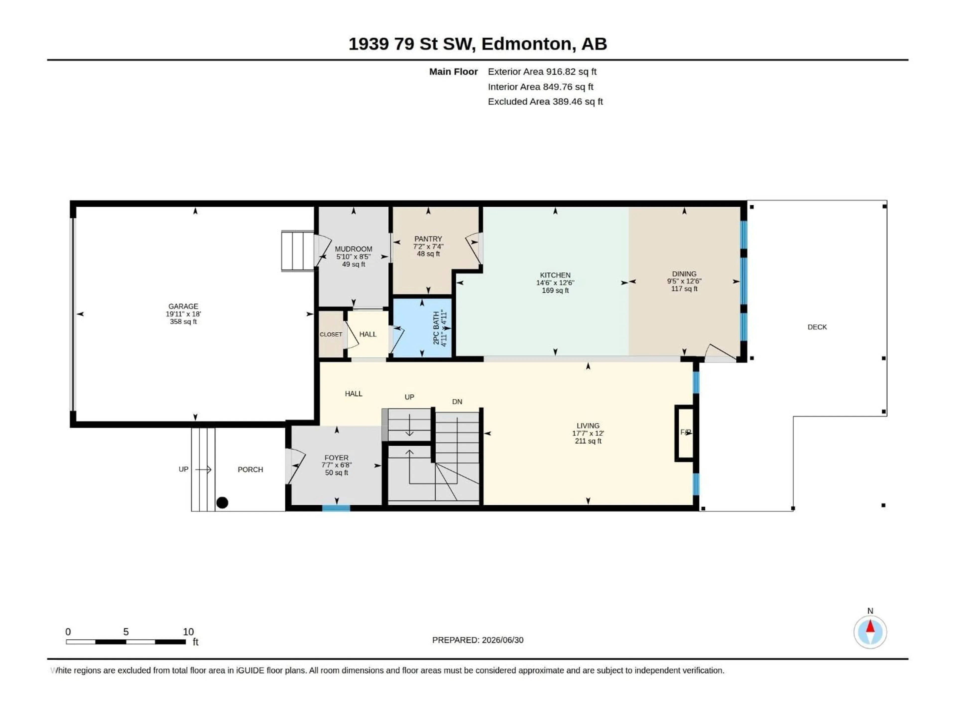 Floor plan for SW - 1939 79 ST, Edmonton Alberta T6X1W3