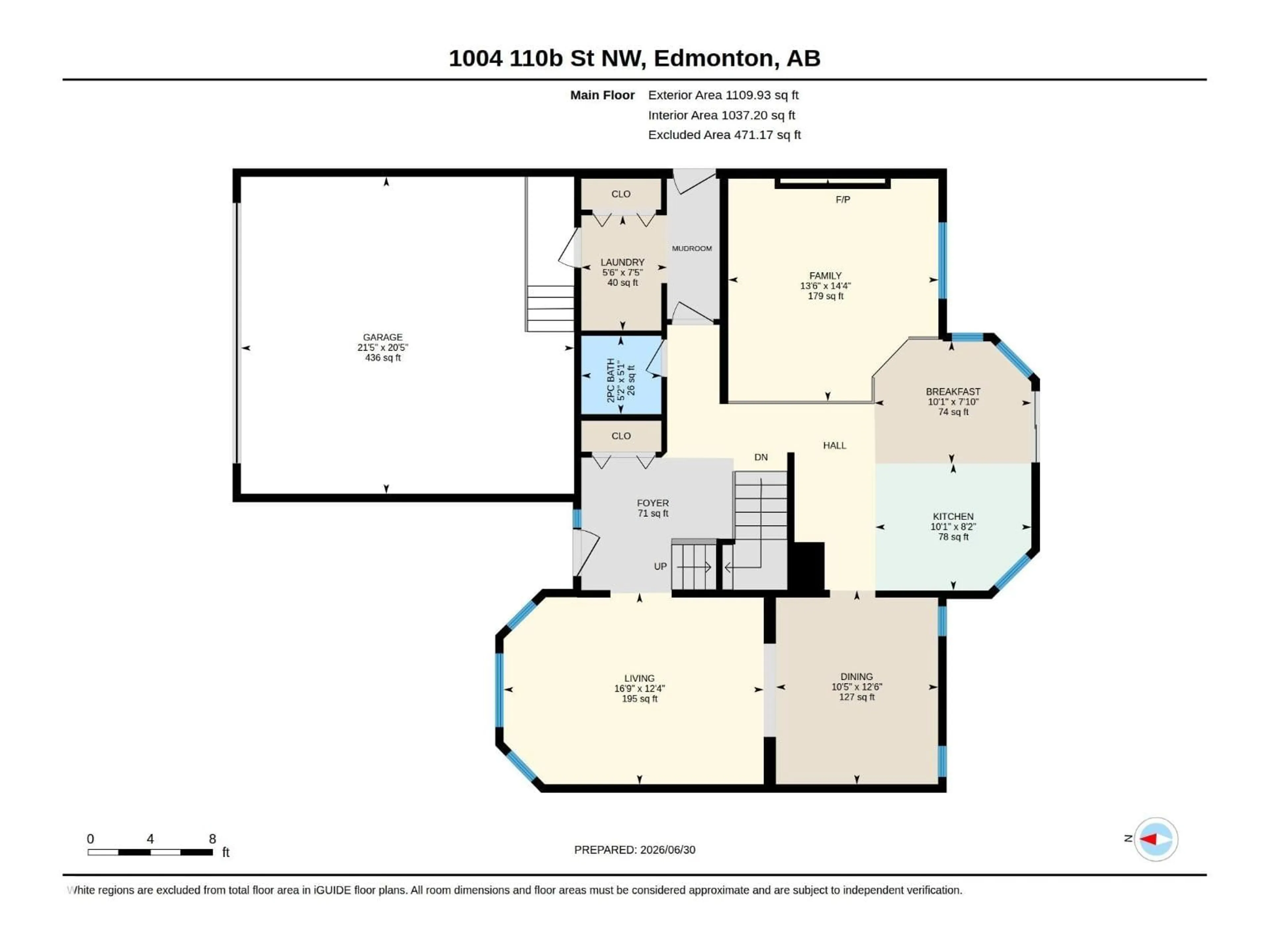 Floor plan for NW - 1004 110B ST, Edmonton Alberta T6J6P8