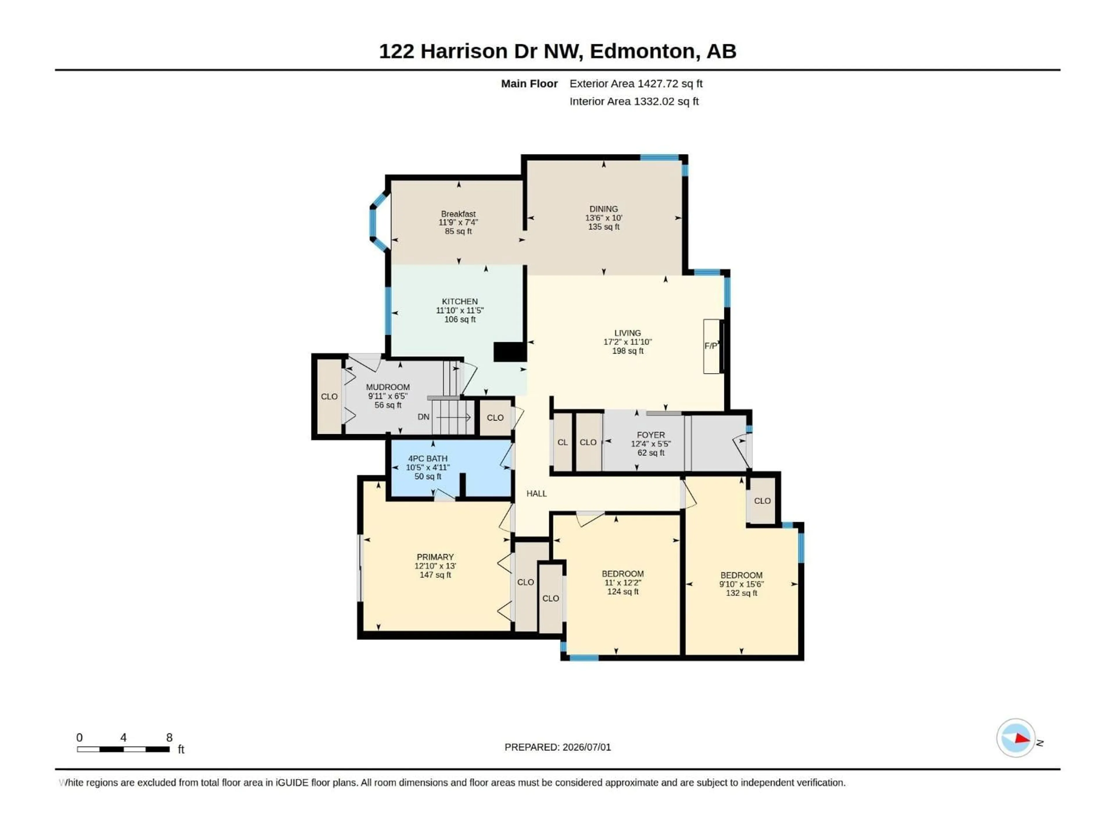 Floor plan for 122 HARRISON DR, Edmonton Alberta T5A2R4