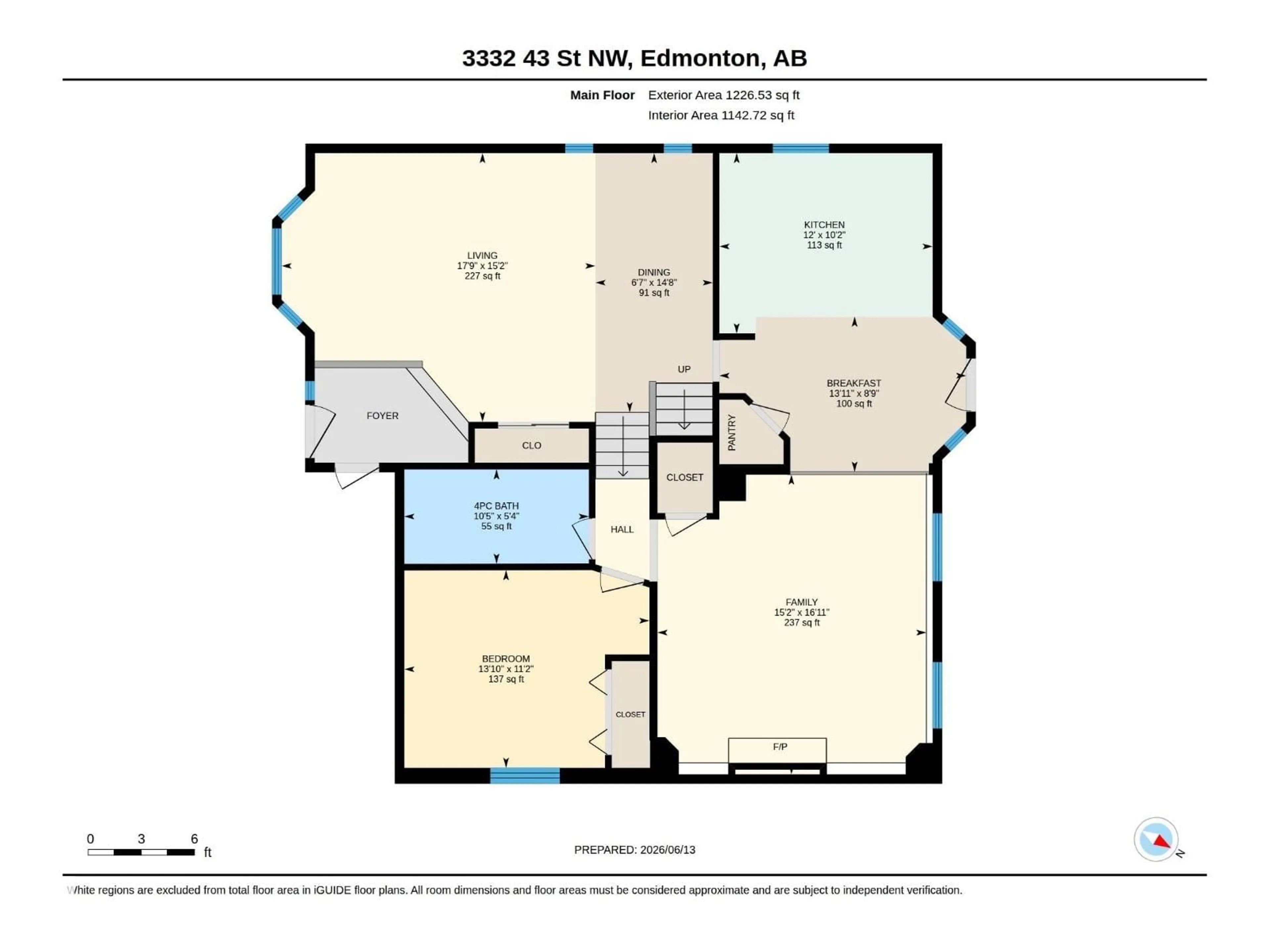 Floor plan for 3332 43 ST, Edmonton Alberta T6L6A4