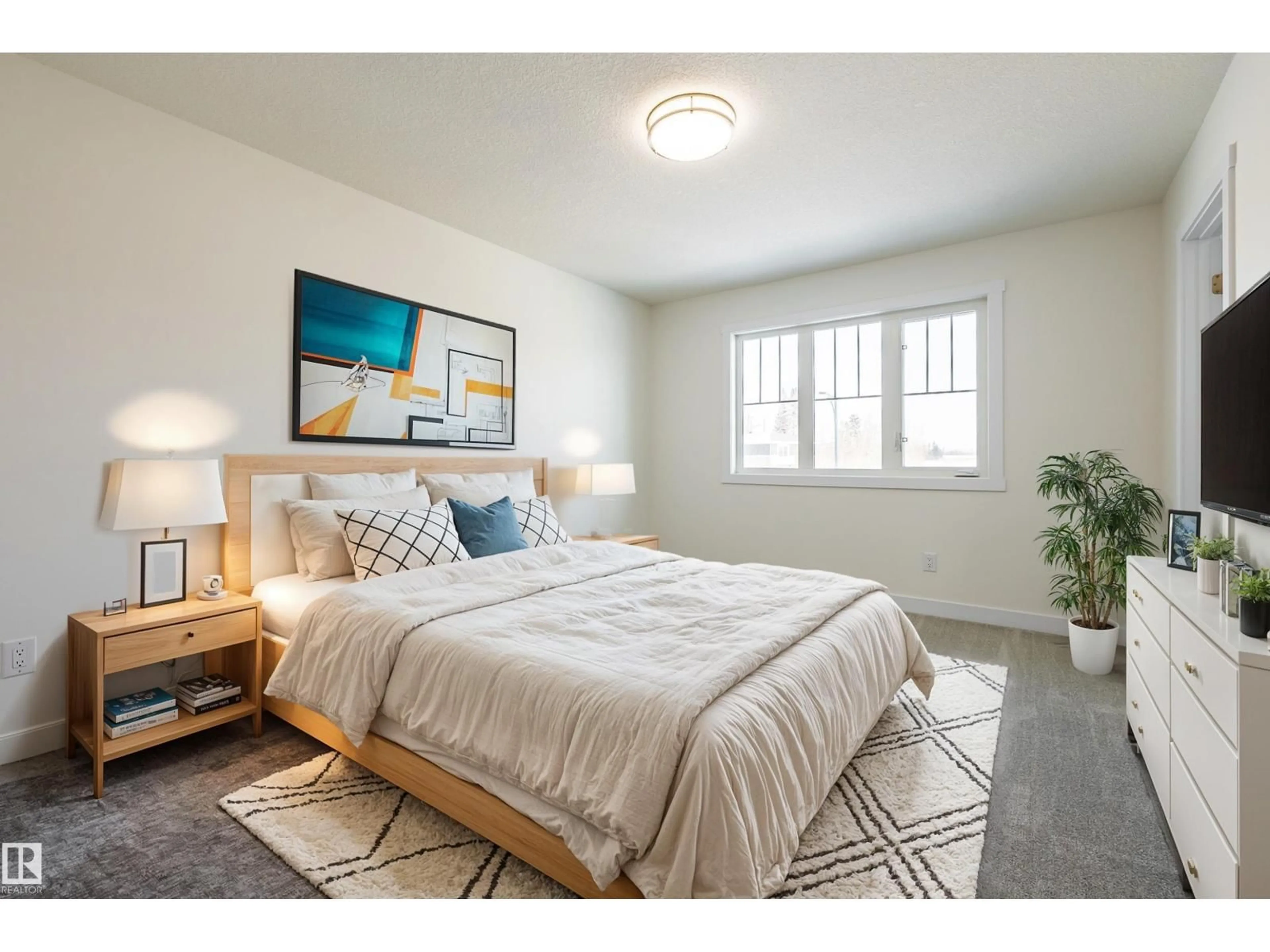 Bedroom with bed, unknown for NE - 15647 2 ST, Edmonton Alberta T5Y6K8