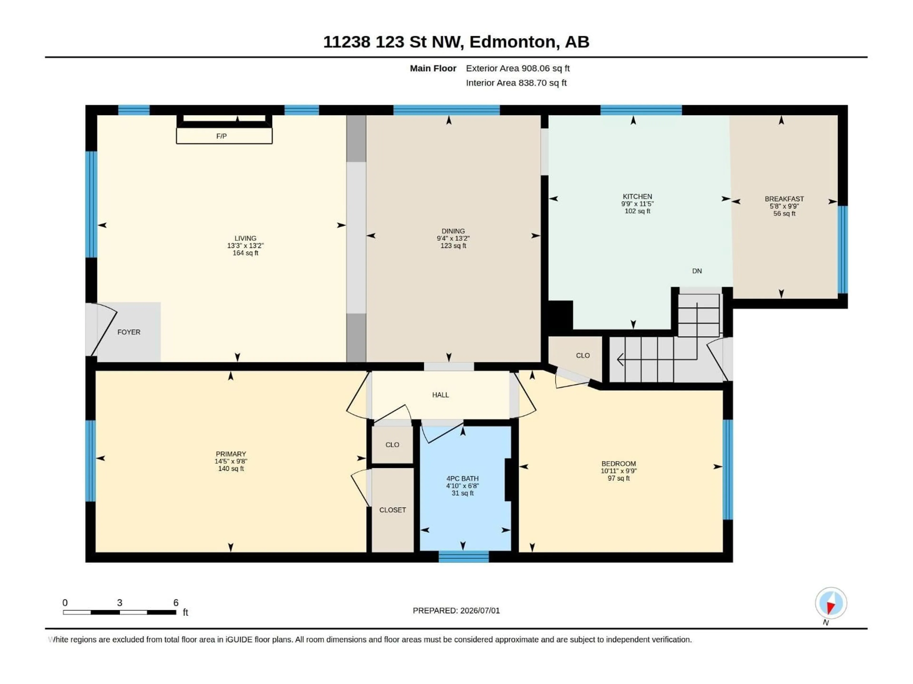 Floor plan for 11238 123 ST, Edmonton Alberta T5M0M6