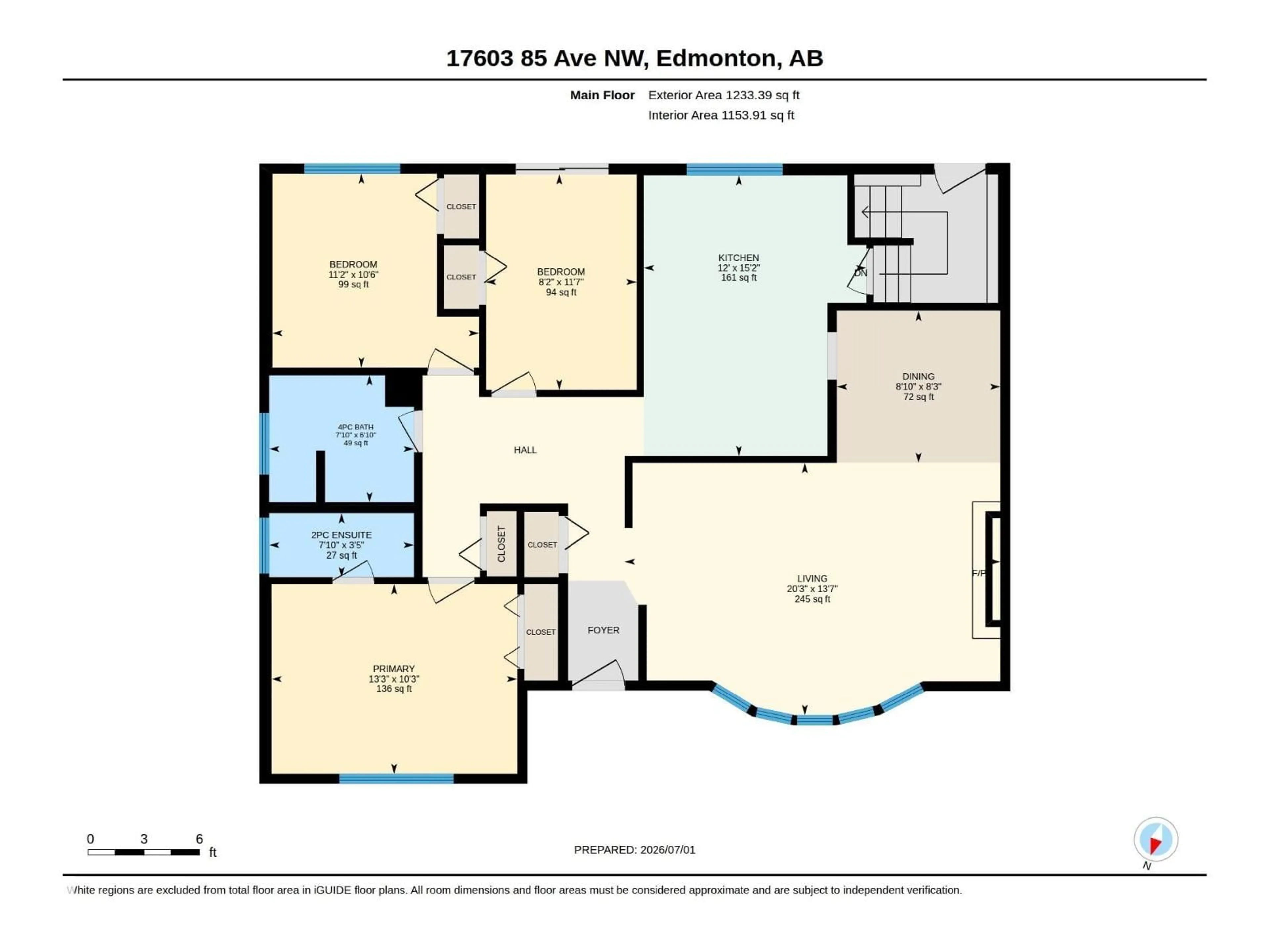 Floor plan for 17603 85 AV NW, Edmonton Alberta T5T0L1