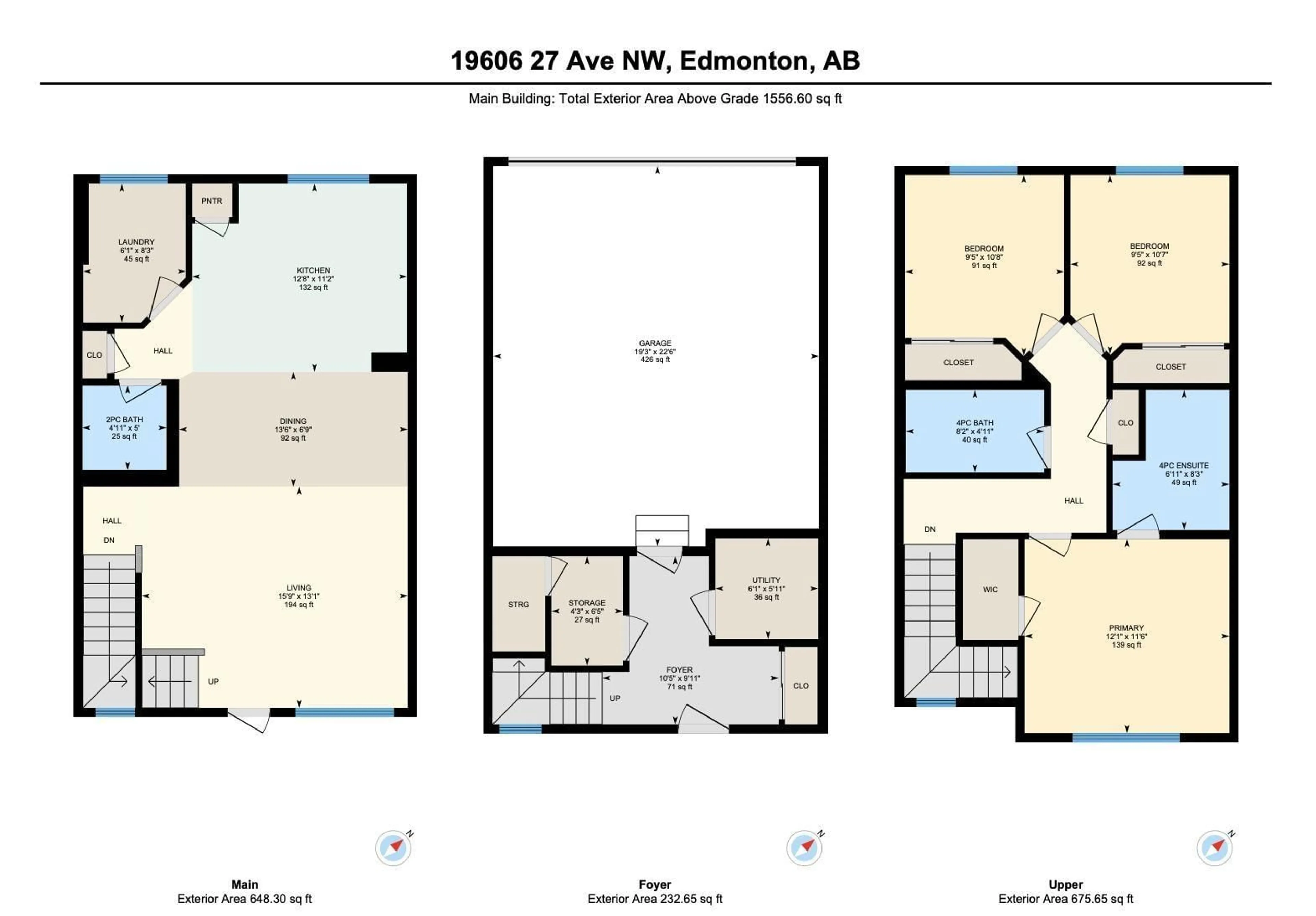 Floor plan for 19606 27 AV, Edmonton Alberta T6M0X1