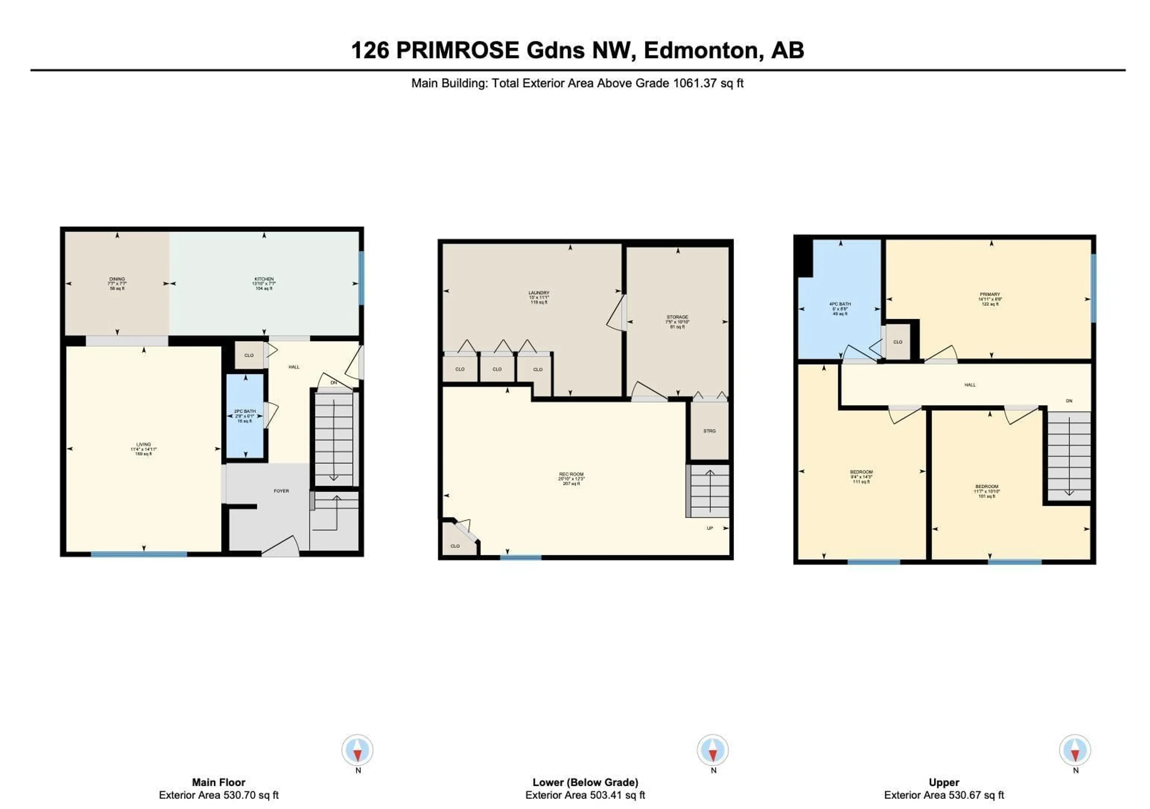 Floor plan for 126 PRIMROSE GARDENS GD, Edmonton Alberta T5T0R1