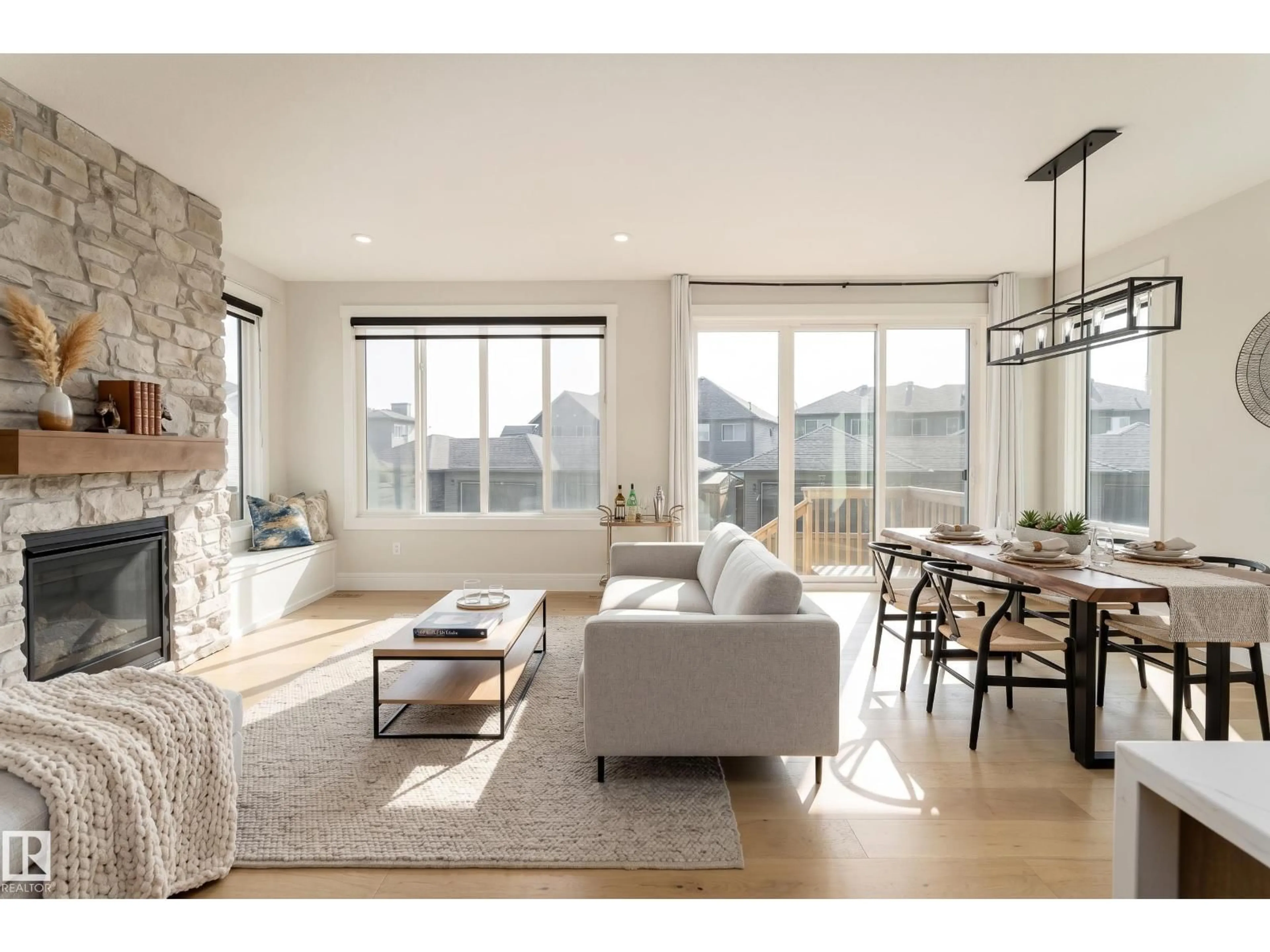 Living room with furniture, wood/laminate floor for NW - 9383 226 ST, Edmonton Alberta T5T7T2