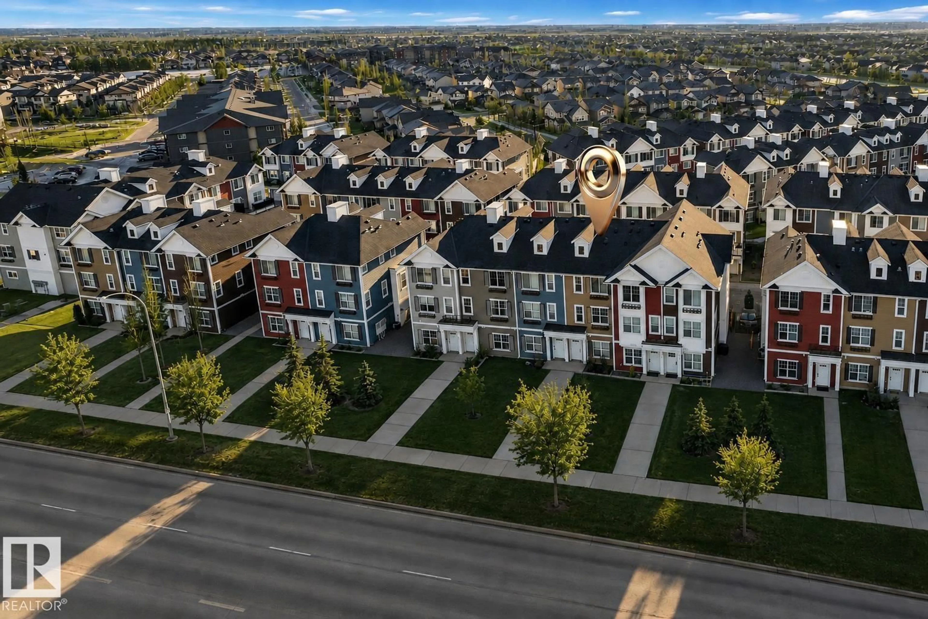 A pic from outside/outdoor area/front of a property/back of a property/a pic from drone, city buildings view from balcony for 15 - 2803 JAMES MOWATT TR, Edmonton Alberta T6W2P5