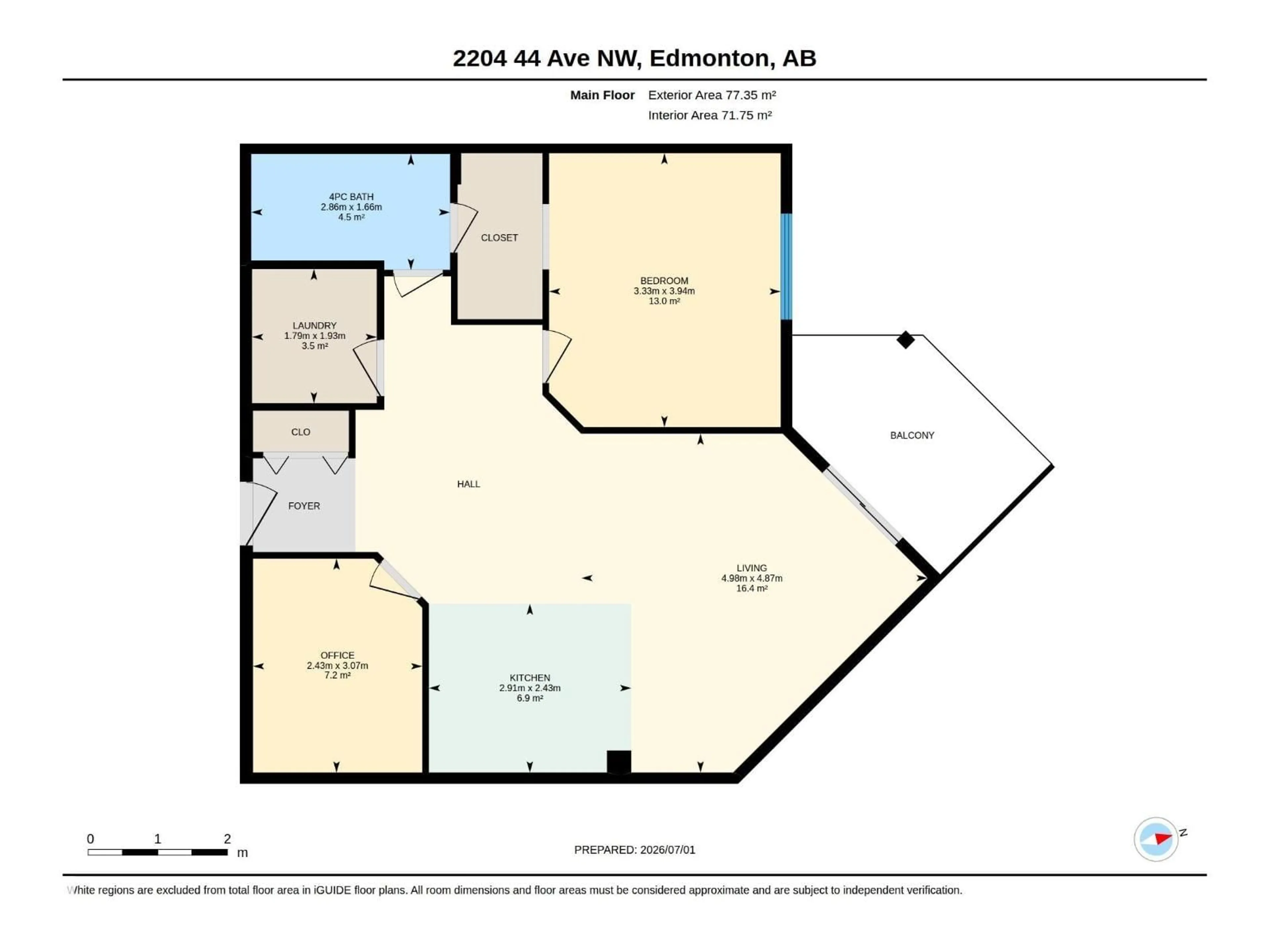 Floor plan for #214 - 2204 44 AV, Edmonton Alberta T6T0G5