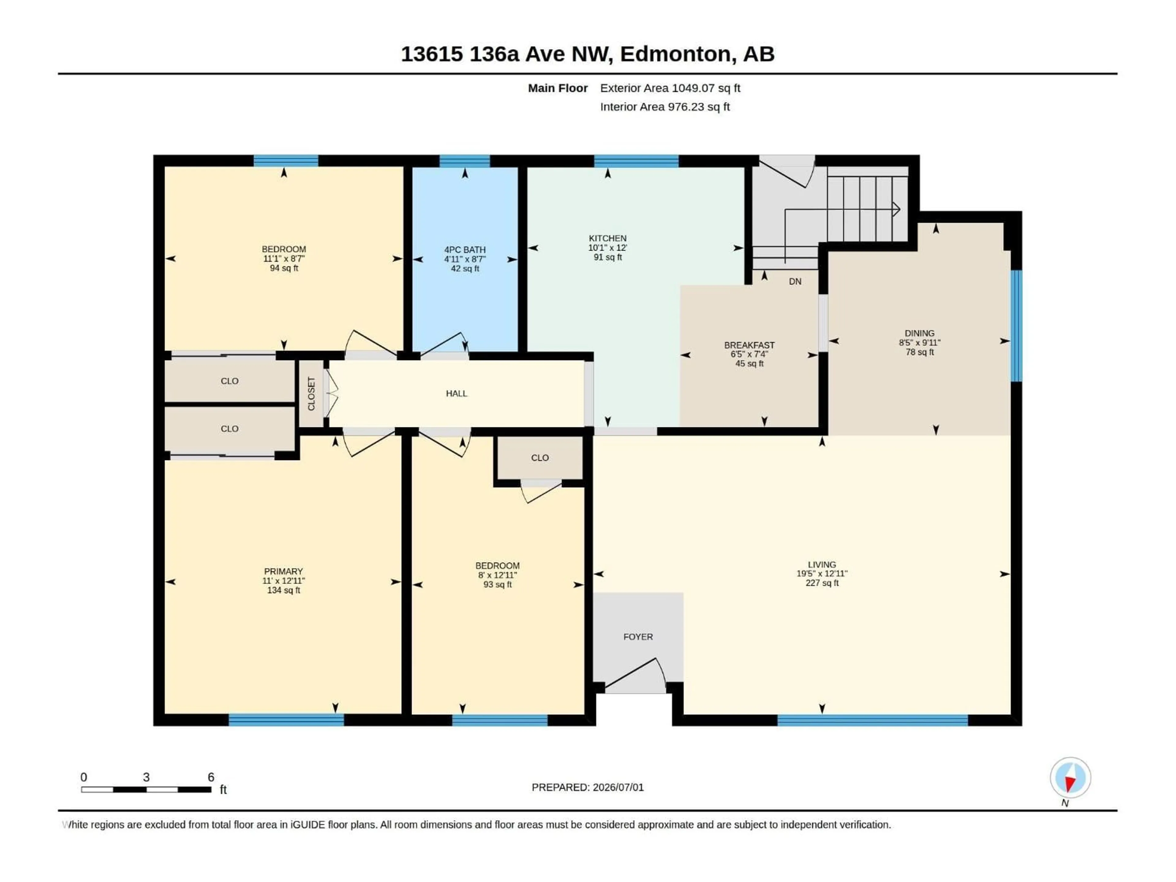 Floor plan for NW - 13615 136A AV, Edmonton Alberta T5L4B9