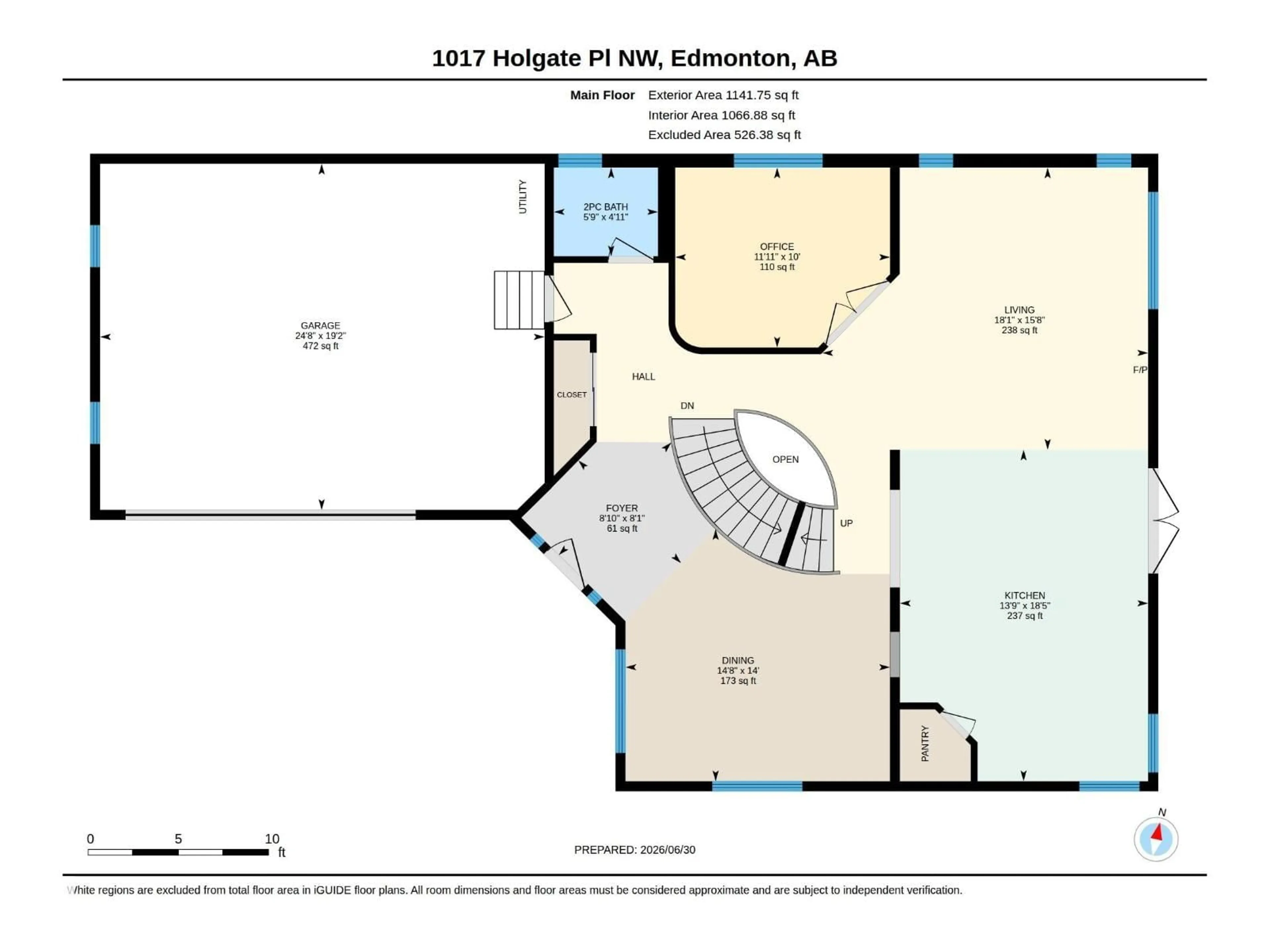 Floor plan for 1017 HOLGATE PL, Edmonton Alberta T6R2T7