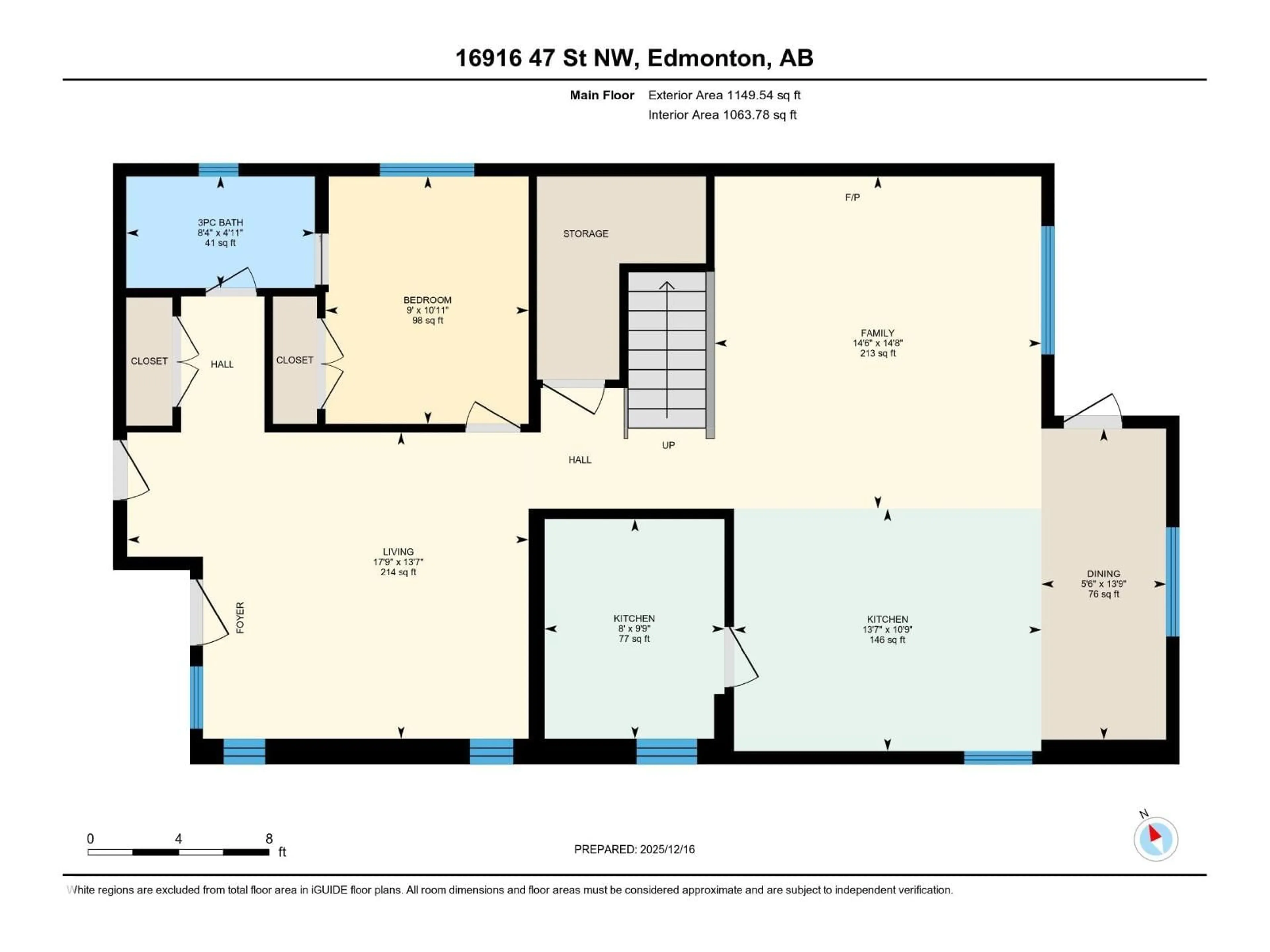 Floor plan for 16916 47 ST, Edmonton Alberta T5Y4J5