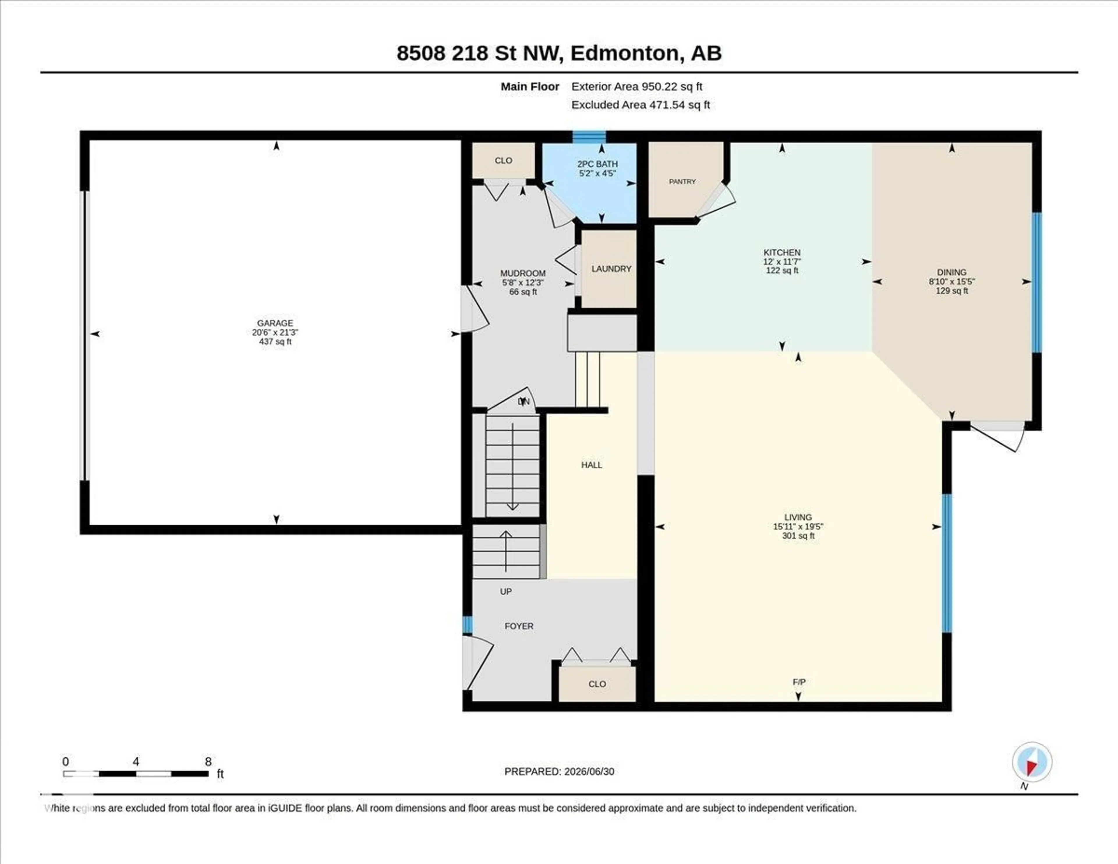 Floor plan for NW - 8508 218 ST, Edmonton Alberta T5T4R9