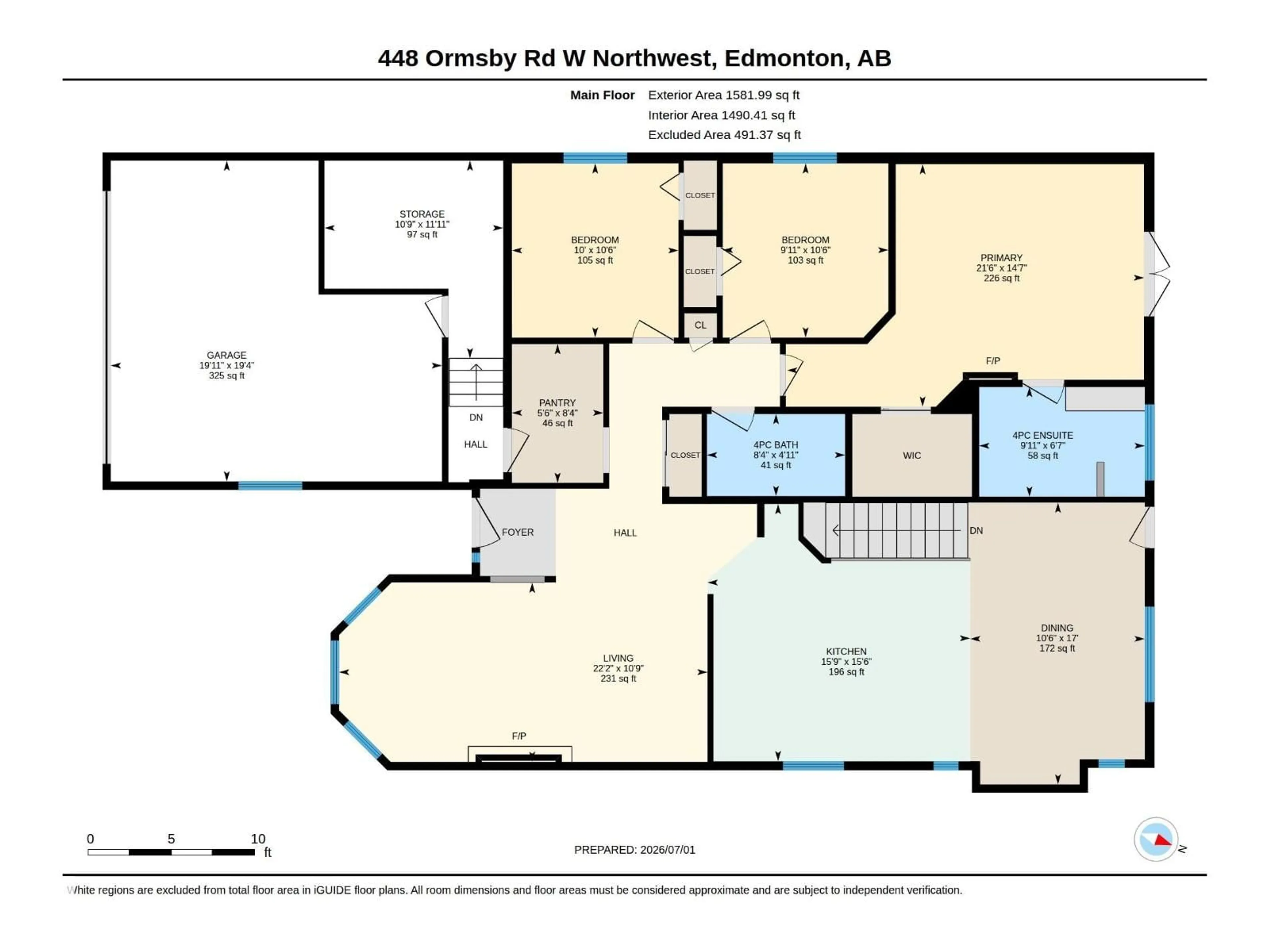 Floor plan for NW - 448 ORMSBY RD W, Edmonton Alberta T5T6B1